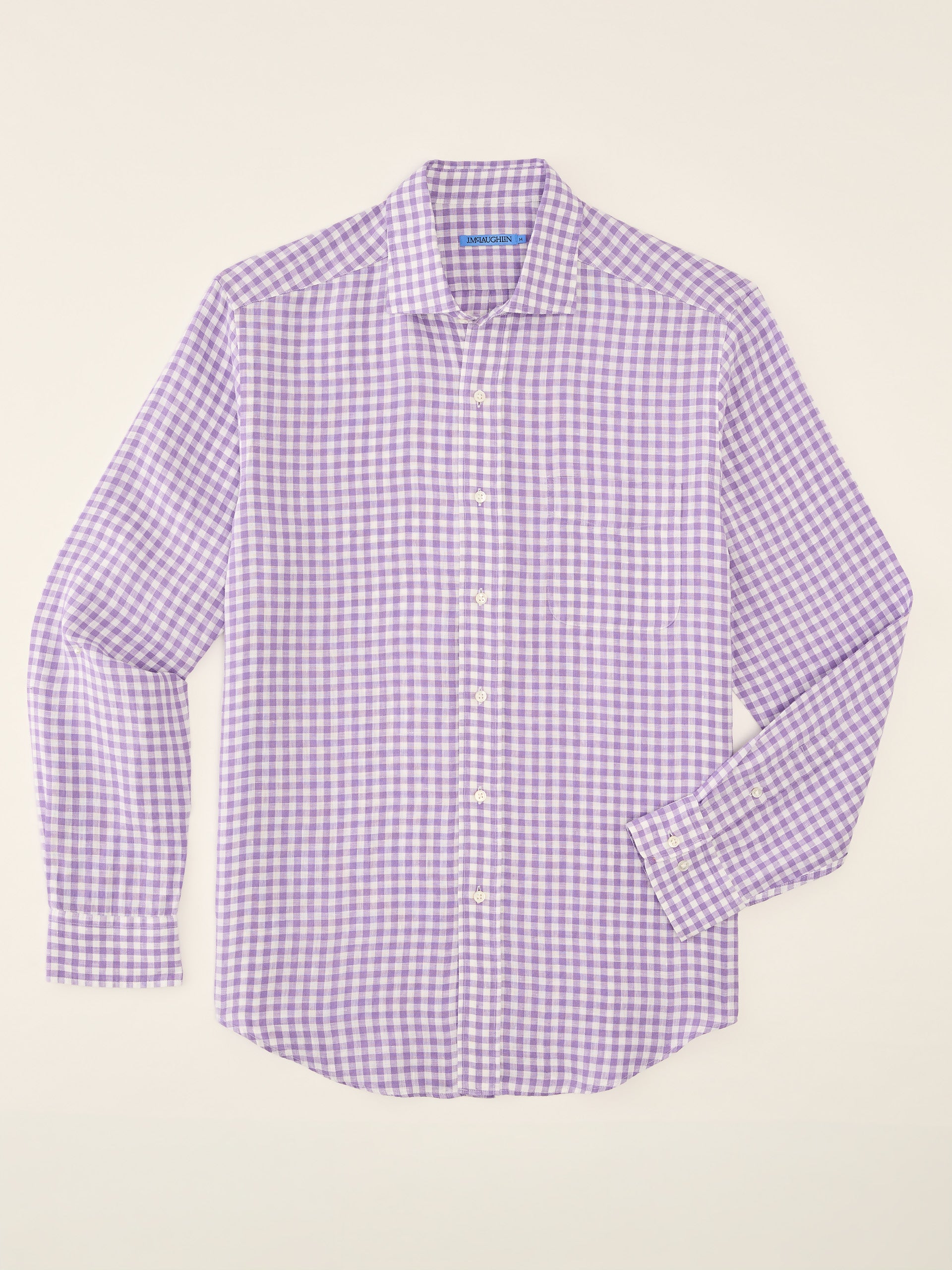 J.McLaughlin Gramercy shirt in Purple/White made with Linen.