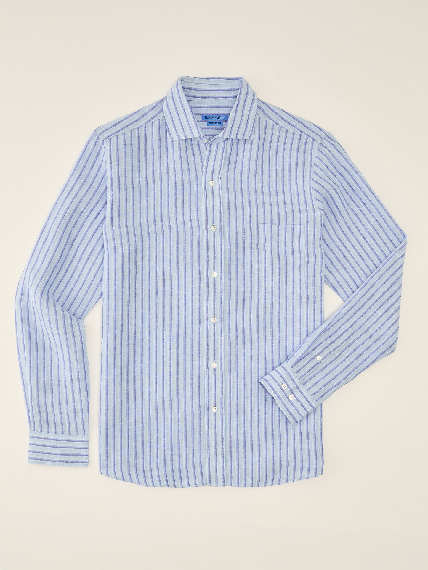 J.McLaughlin Gramercy shirt in Blue/Light Blue in Linen.