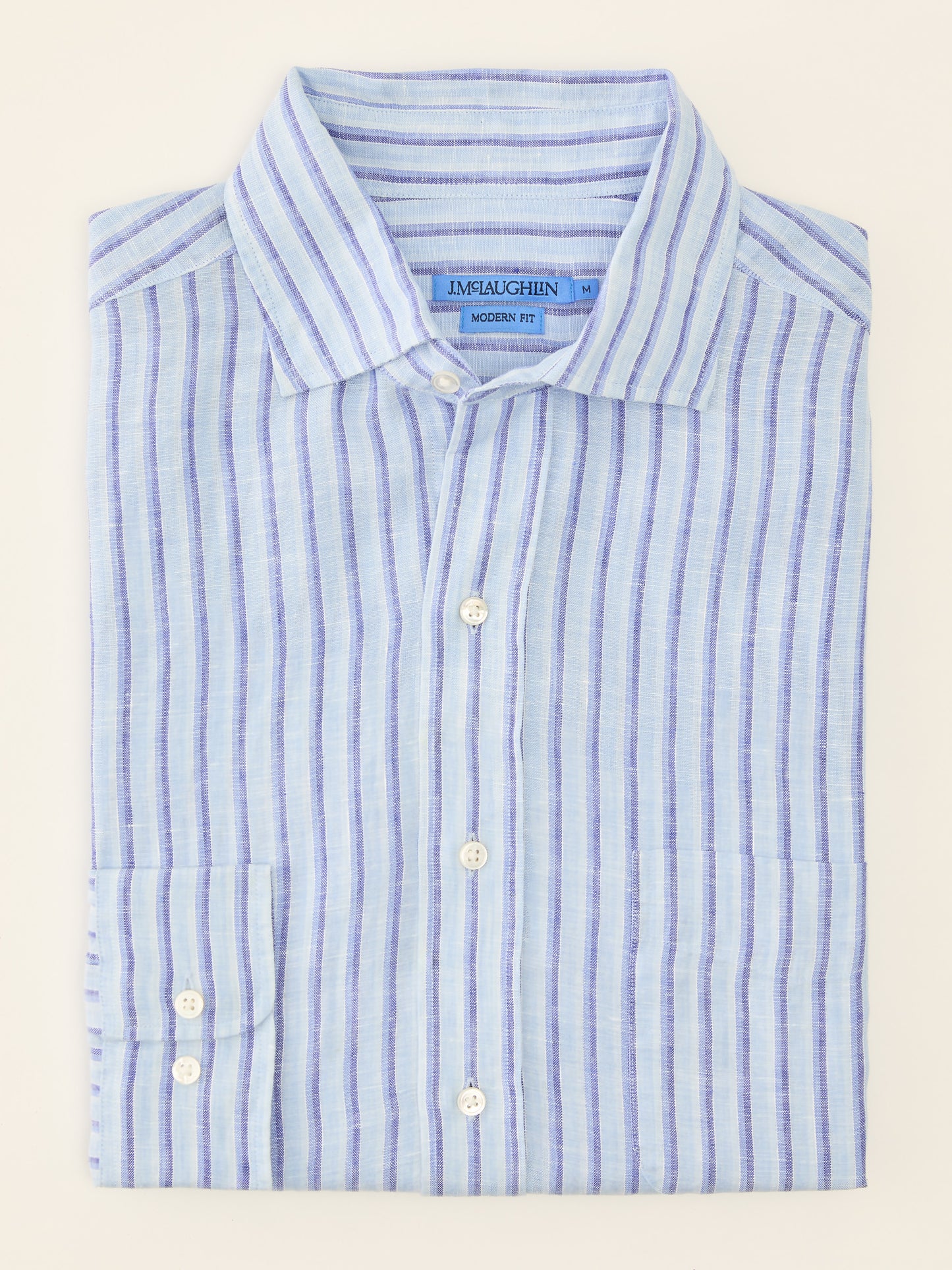 J.McLaughlin Gramercy shirt in Blue/Light Blue in Linen.