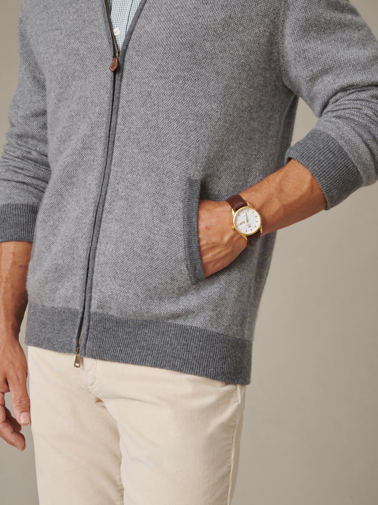 Graham Zip Sweater in Birdseye