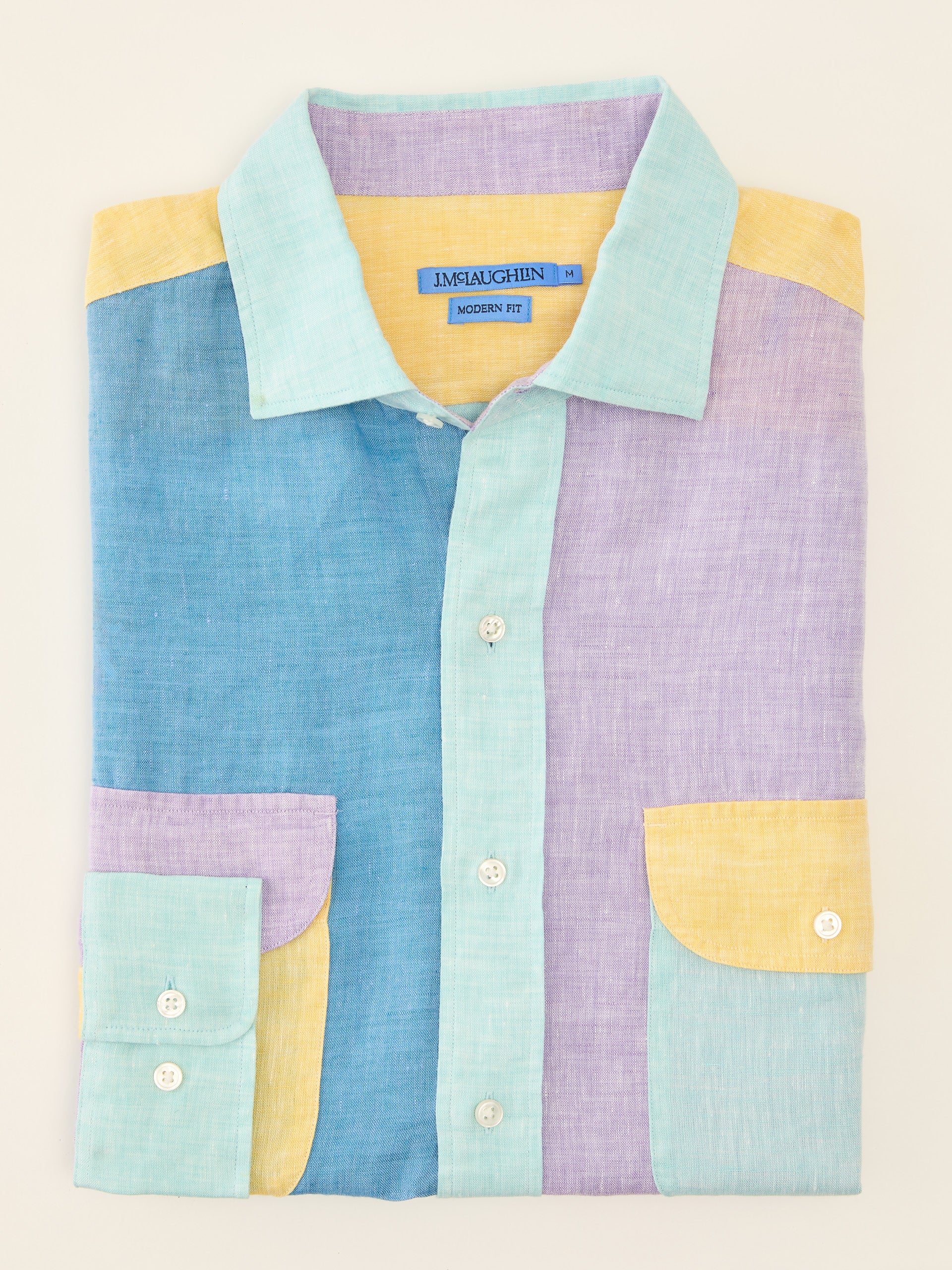 J.McLaughlin Gramercy shirt in Multi Color made with Linen. 