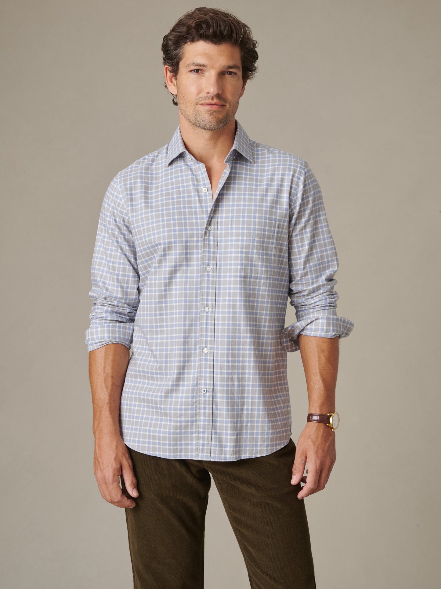Gramercy Brushed Cotton Shirt in Plaid