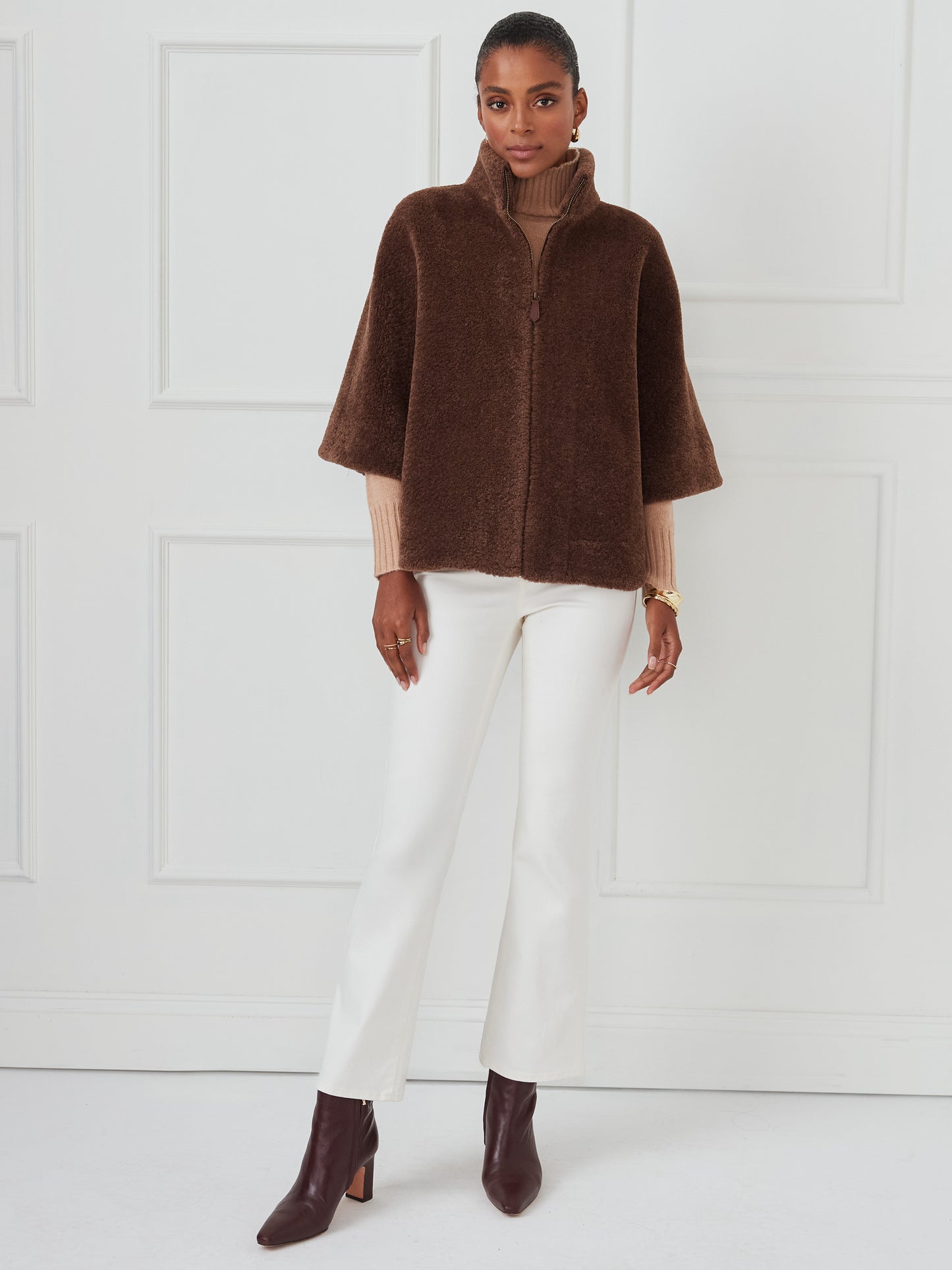 J.McLaughlin Gretchen poncho in brown made with polyester.