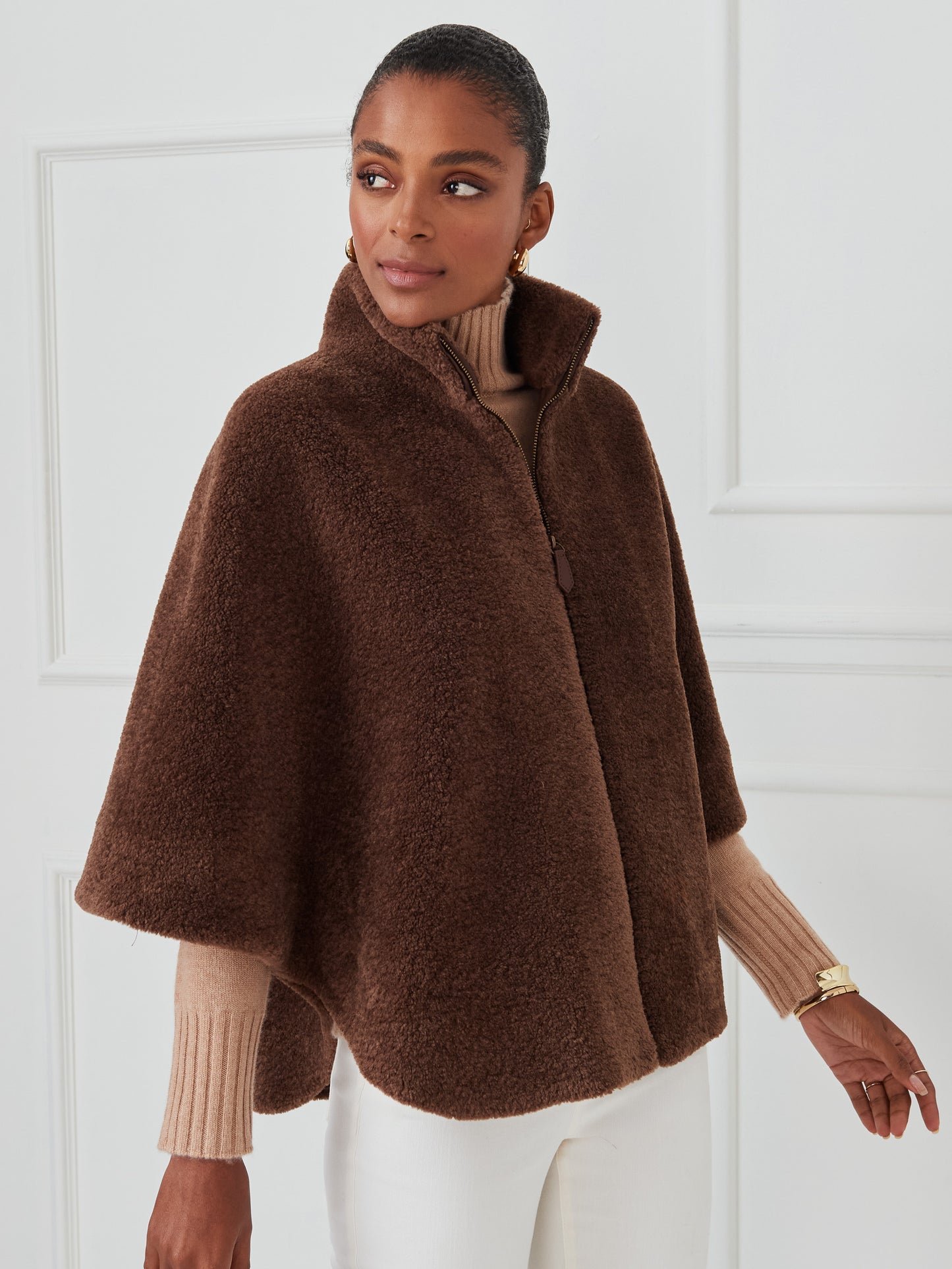 J.McLaughlin Gretchen poncho in brown made with polyester.