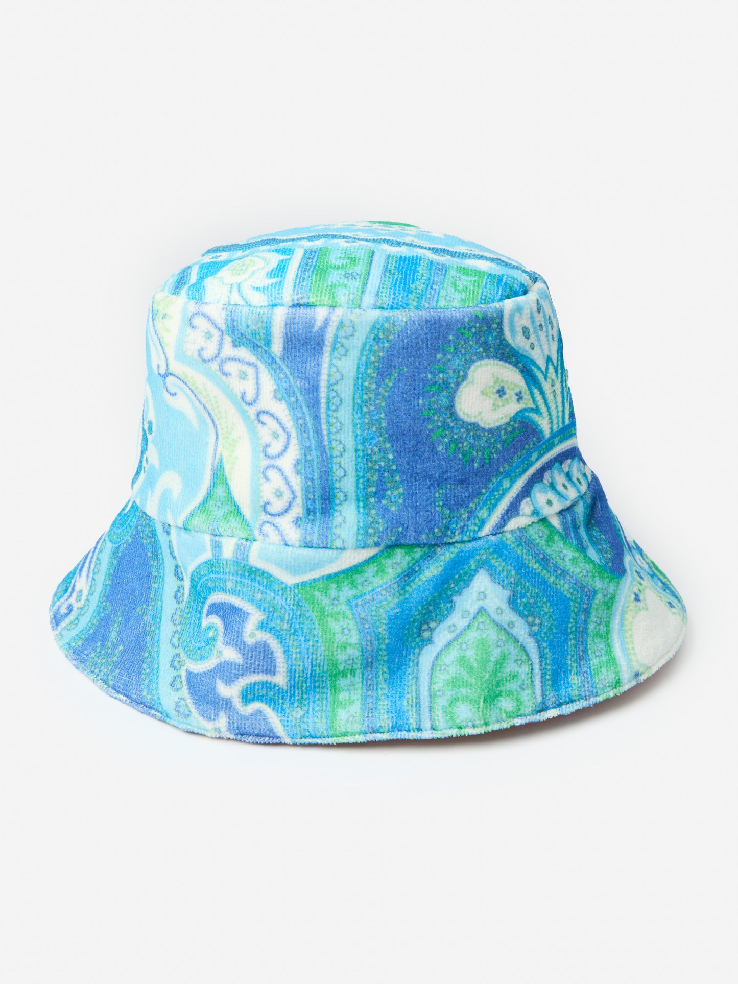J.McLaughlin Harlow hat in green/lapis blue made with cotton. 