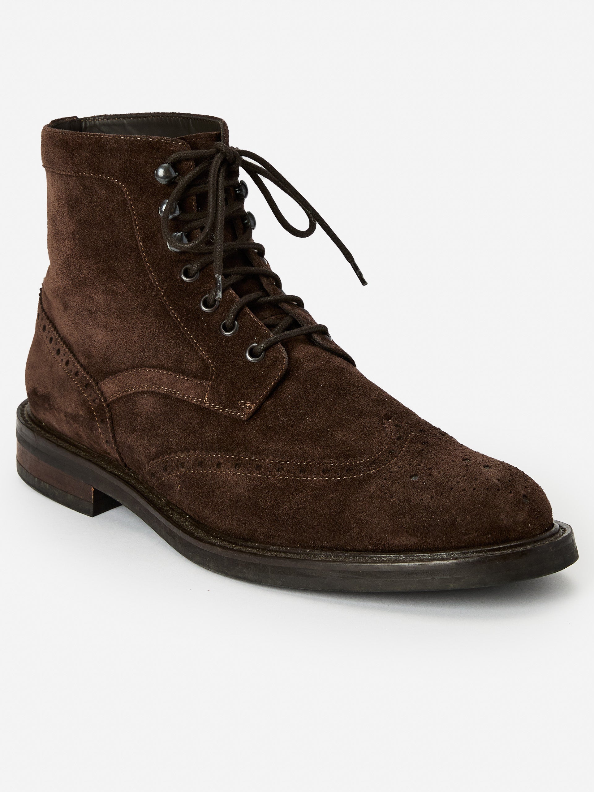J.McLaughlin Harris wingtip country boots in dark brown made with suede.