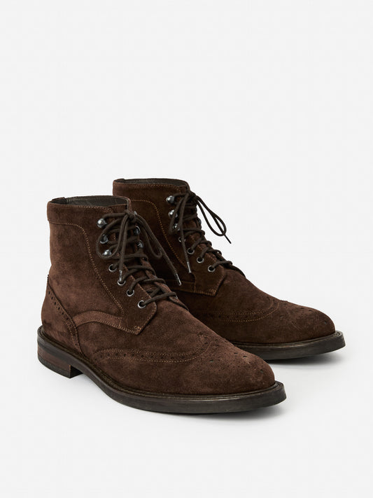 J.McLaughlin Harris wingtip country boots in dark brown made with suede.