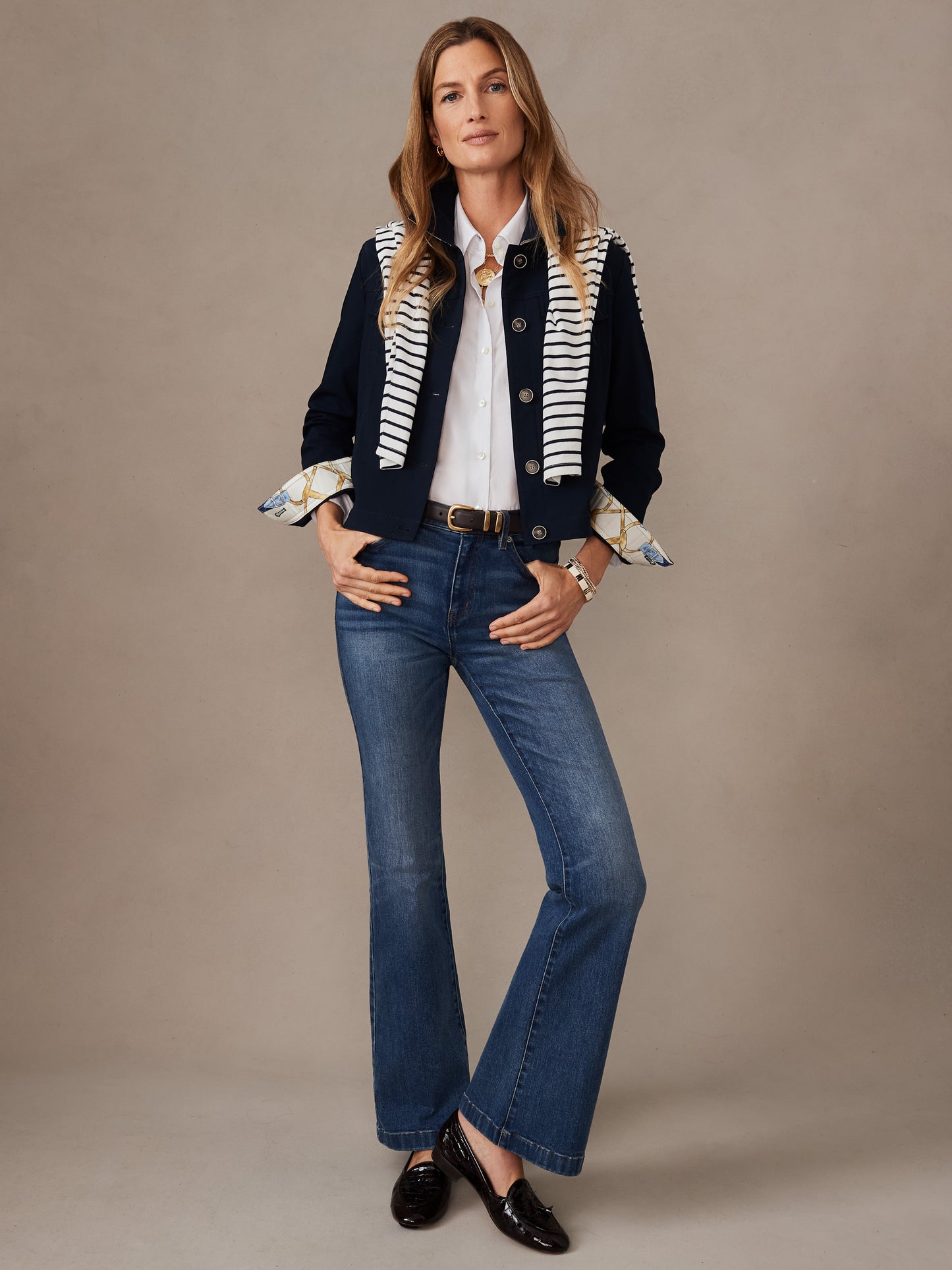 J.McLaughlin Haven jacket in navy made with amelia cloth.