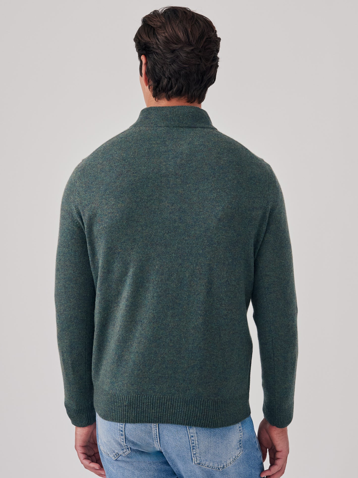 J.McLaughlin Henry sweater in deep forest made with cashmere.
