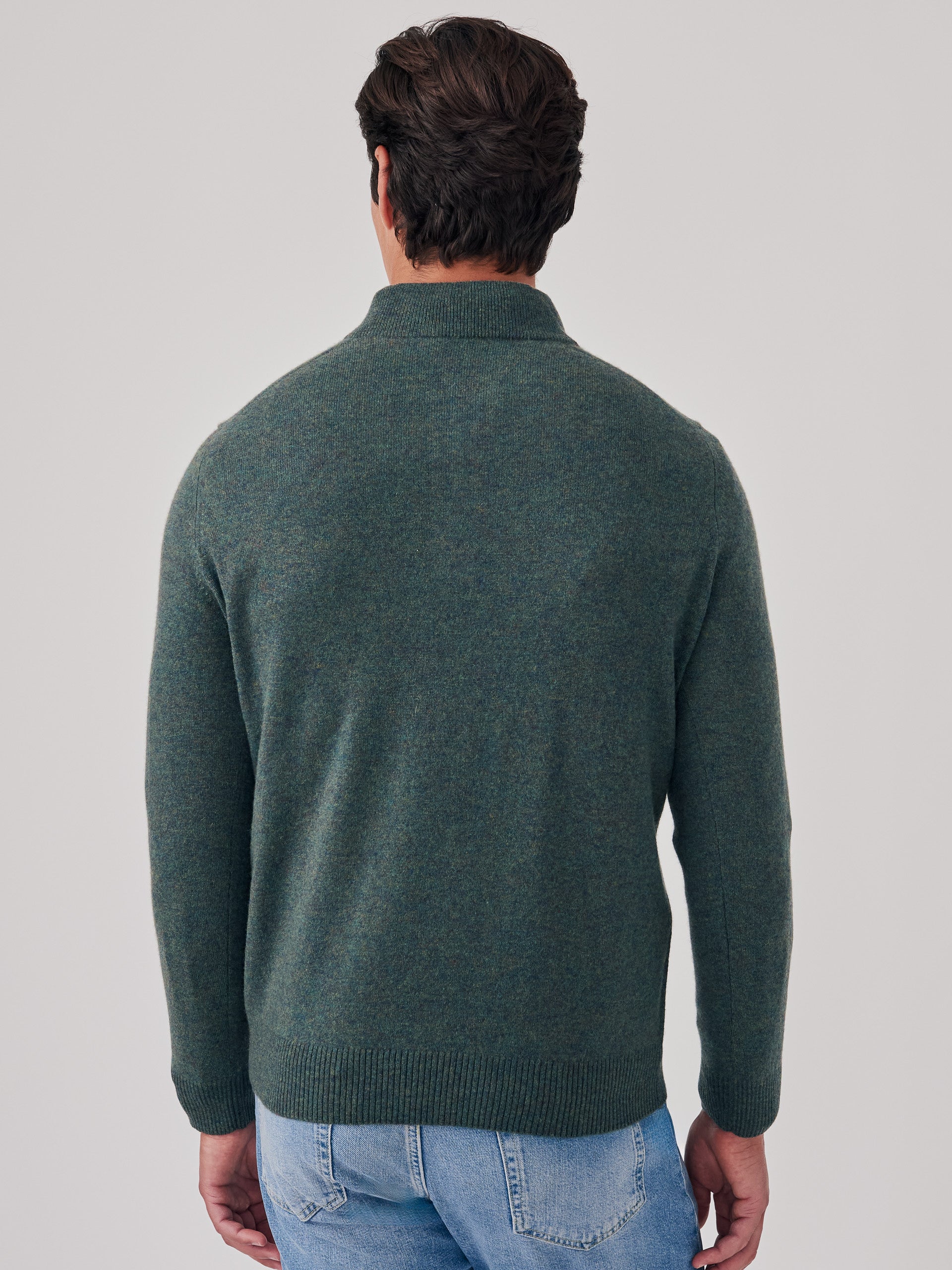 J.McLaughlin Henry sweater in deep forest made with cashmere.