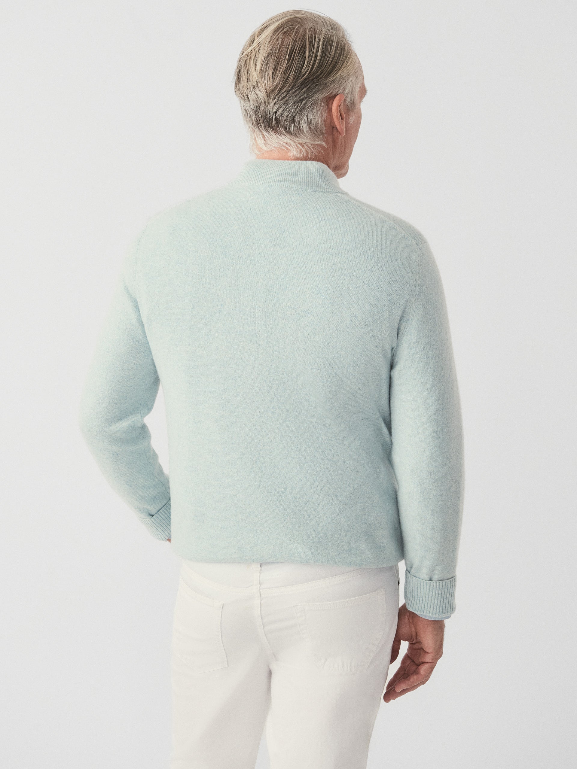 J.McLaughlin Henry sweater in heather aqua made with cashmere