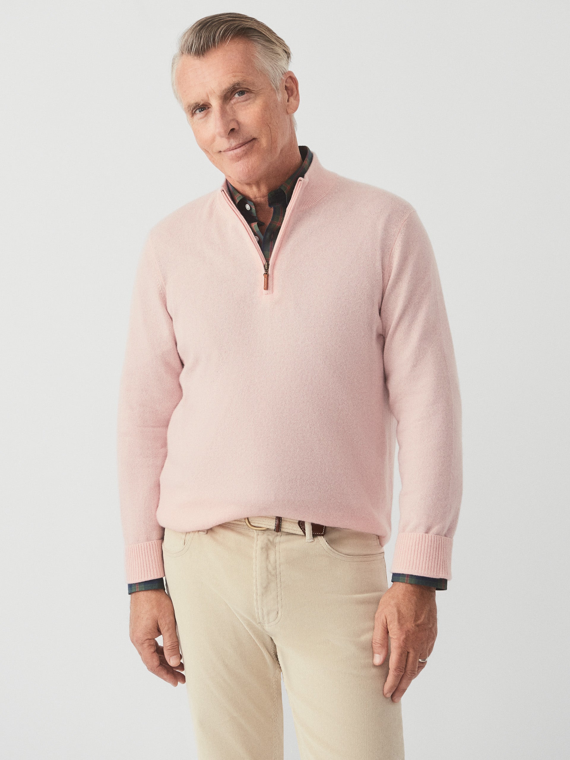 J.McLaughlin Henry sweater in heather pink made with cashmere
