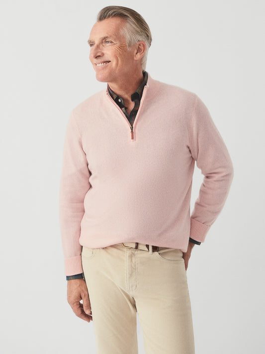 J.McLaughlin Henry sweater in heather pink made with cashmere