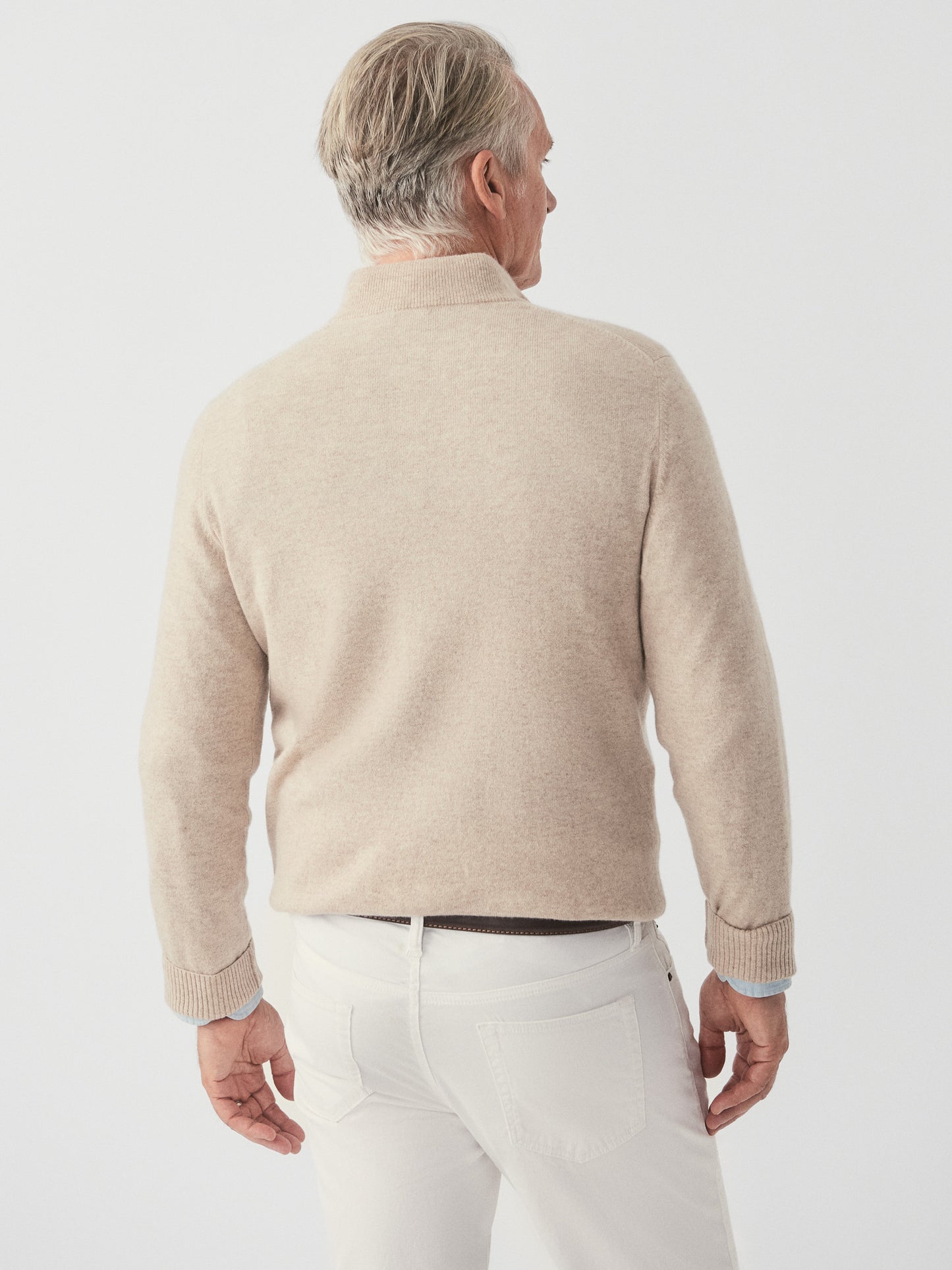 J.McLaughlin Henry sweater in  heather oatmeal made with cashmere