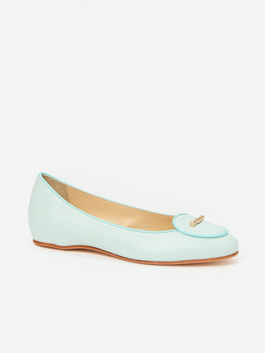 J.McLaughlin Hollis flats in light aqua made with lamb nappa leather. 
