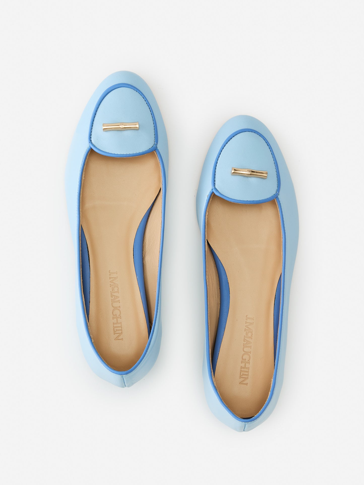 J.McLaughlin Hollis flats in light blue made with lamb nappa leather. 