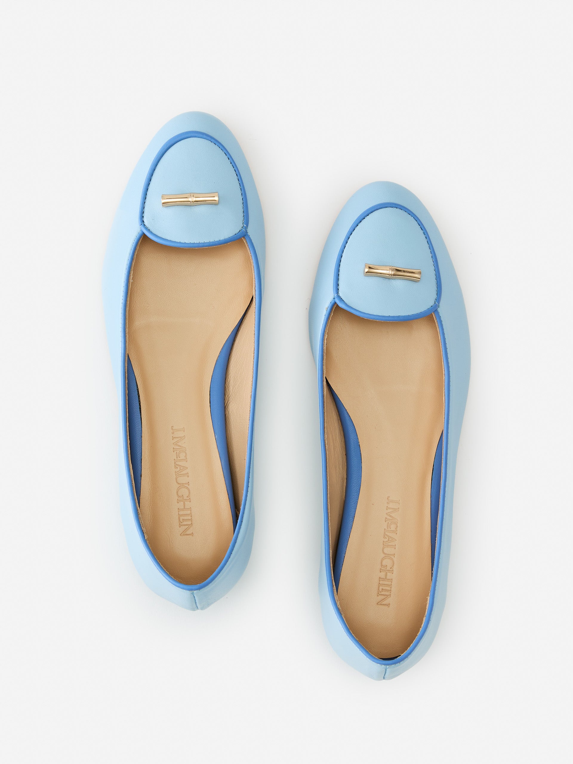 J.McLaughlin Hollis flats in light blue made with lamb nappa leather. 