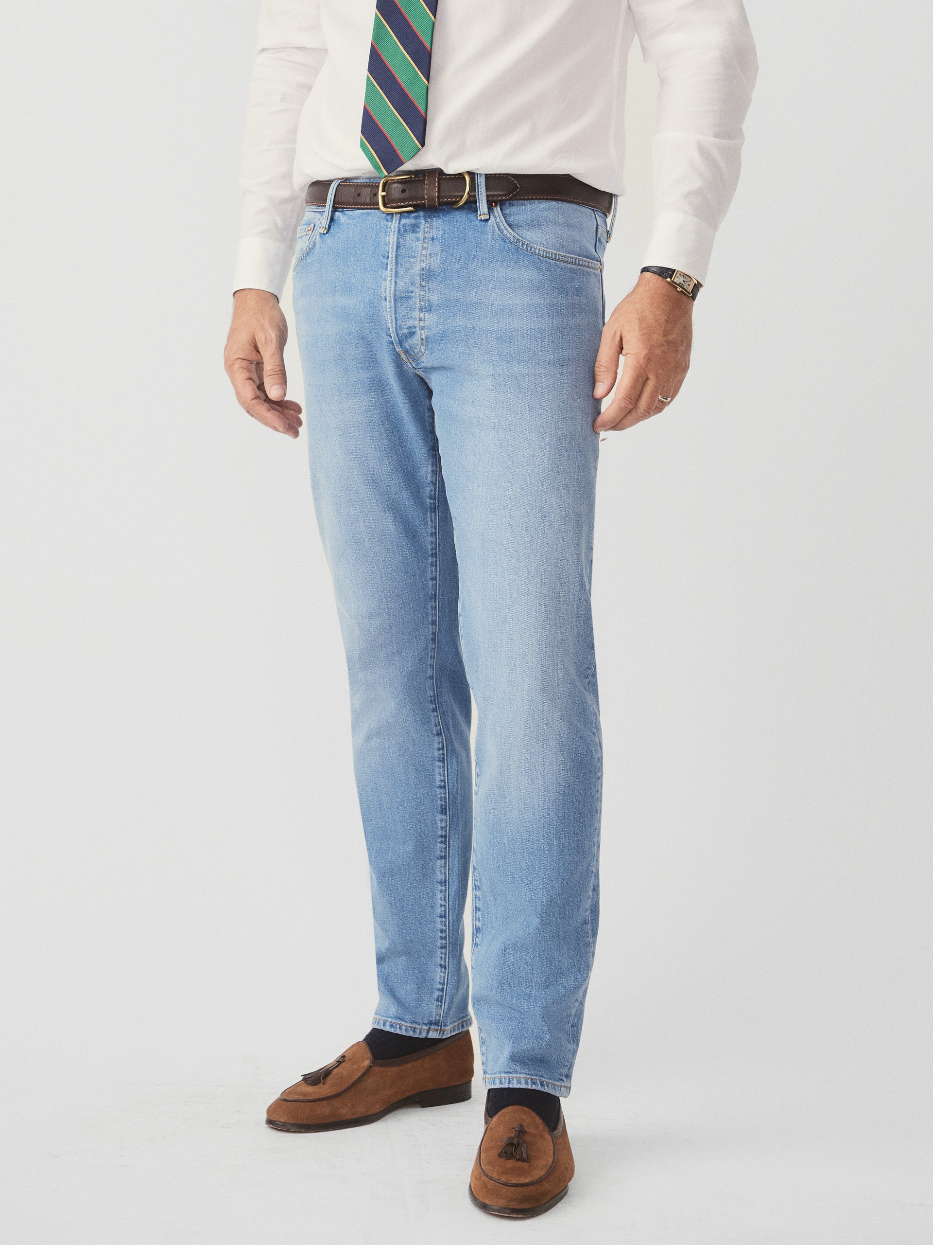 J.McLaughlin Hyland jeans in sun faded denim made with cotton.