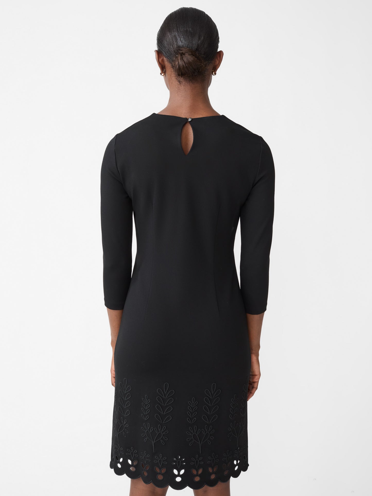 J.McLaughlin Indira dress in black made with Bainbridge Cloth.