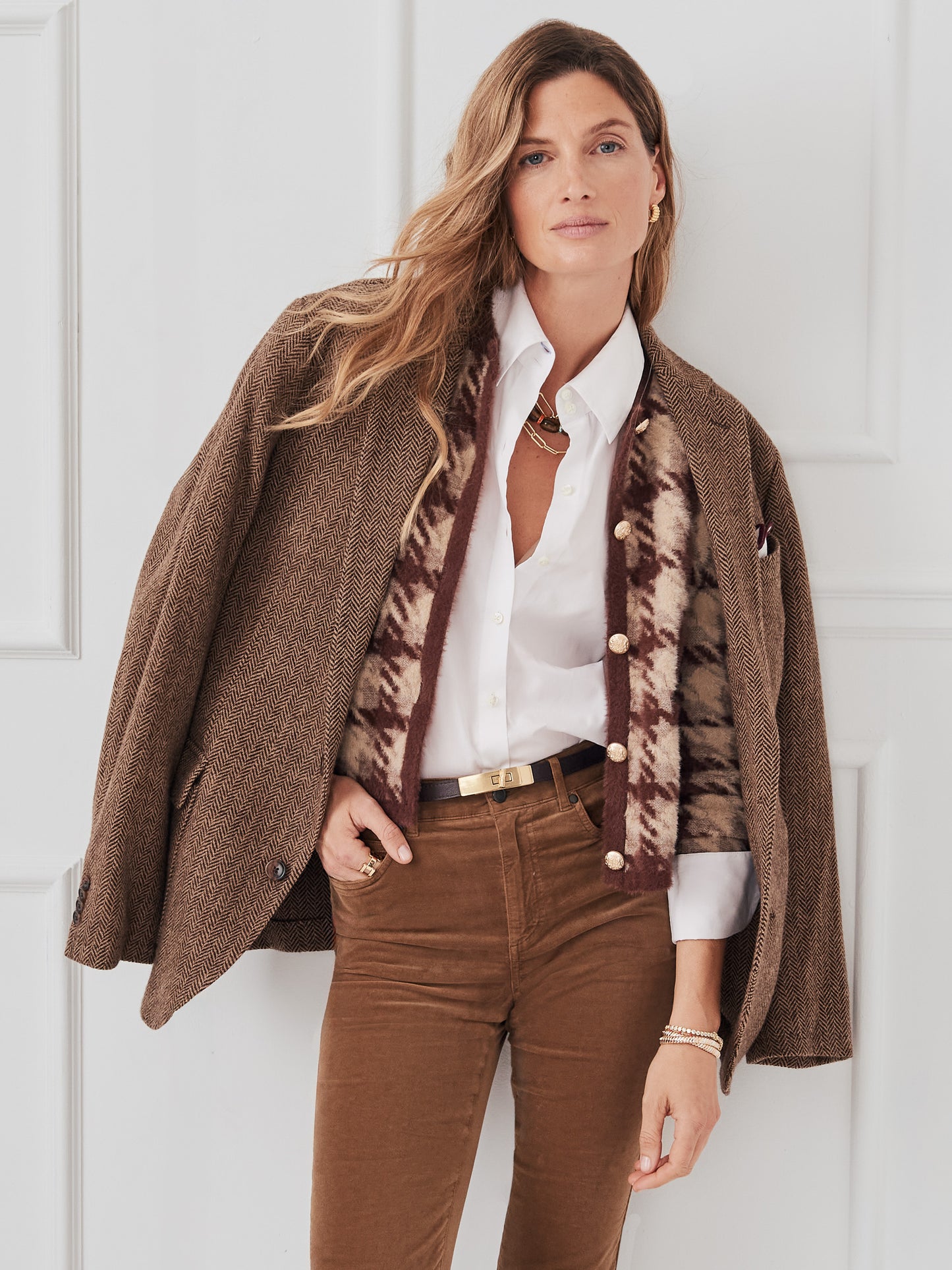 J.McLaughlin Inez sweater in brown/taupe  made with nylon eyelash yarn.