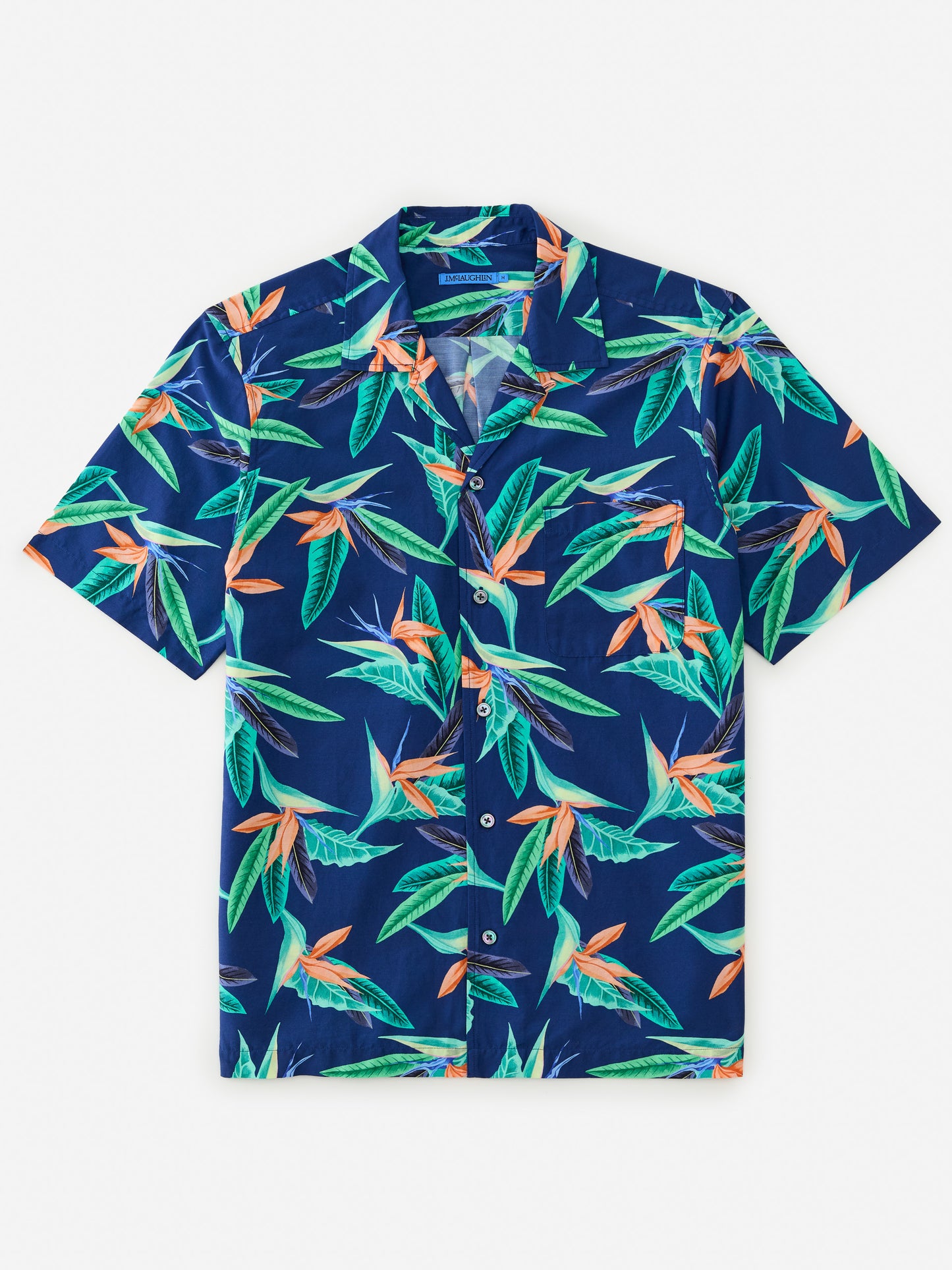 J.McLaughlin Irons shirt in navy/multi made with silk and cotton.