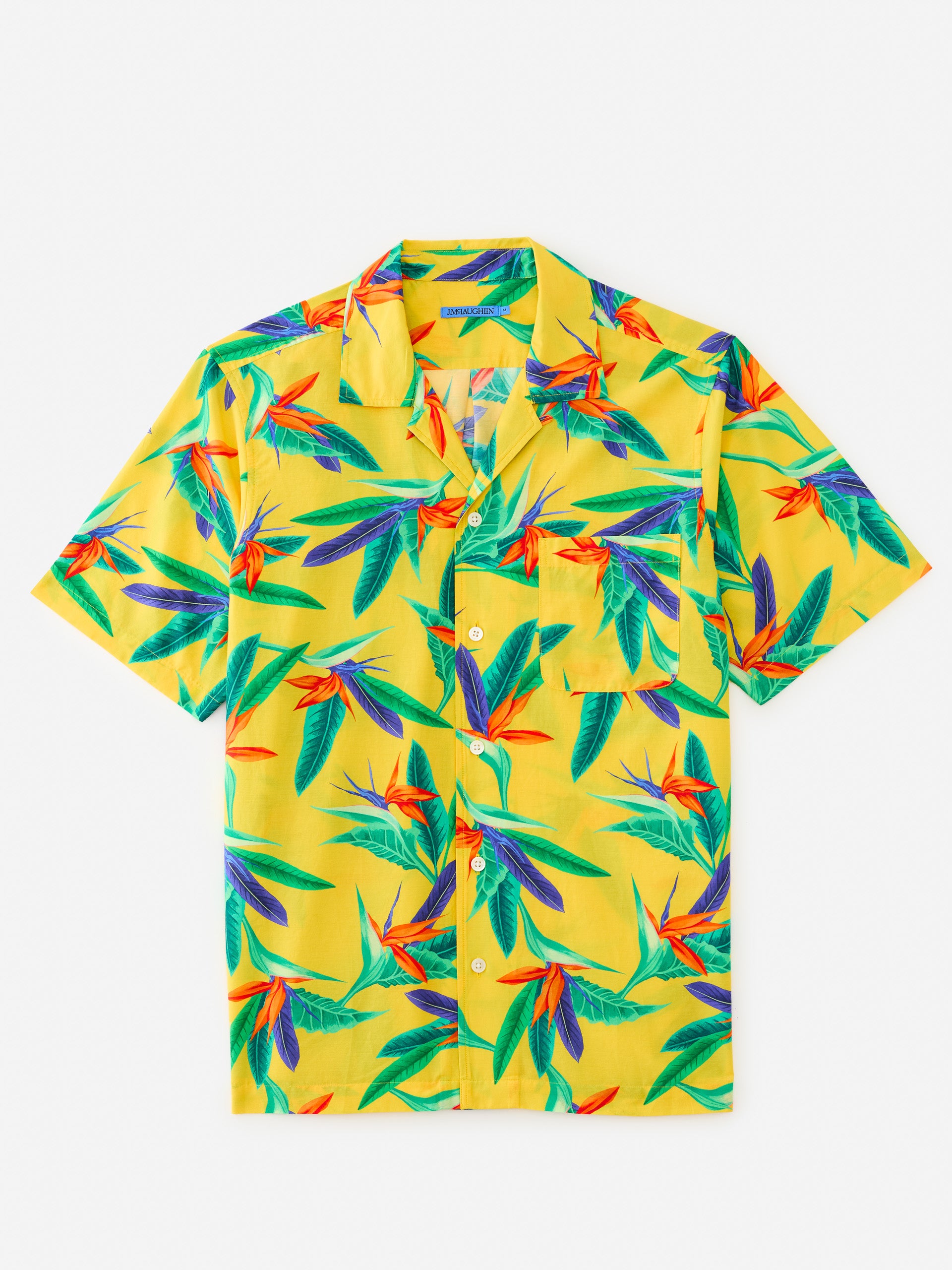 J.McLaughlin Irons shirt in yellow/multi made with silk and cotton.