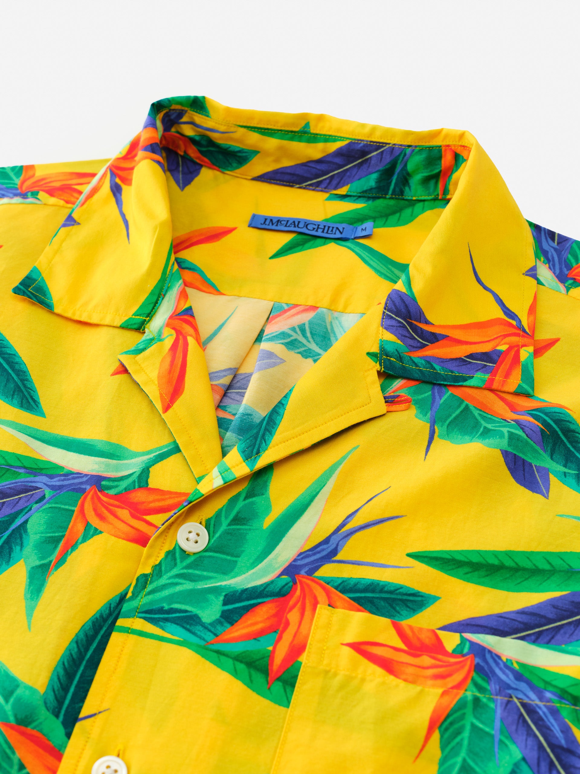 J.McLaughlin Irons shirt in yellow/multi made with silk and cotton.