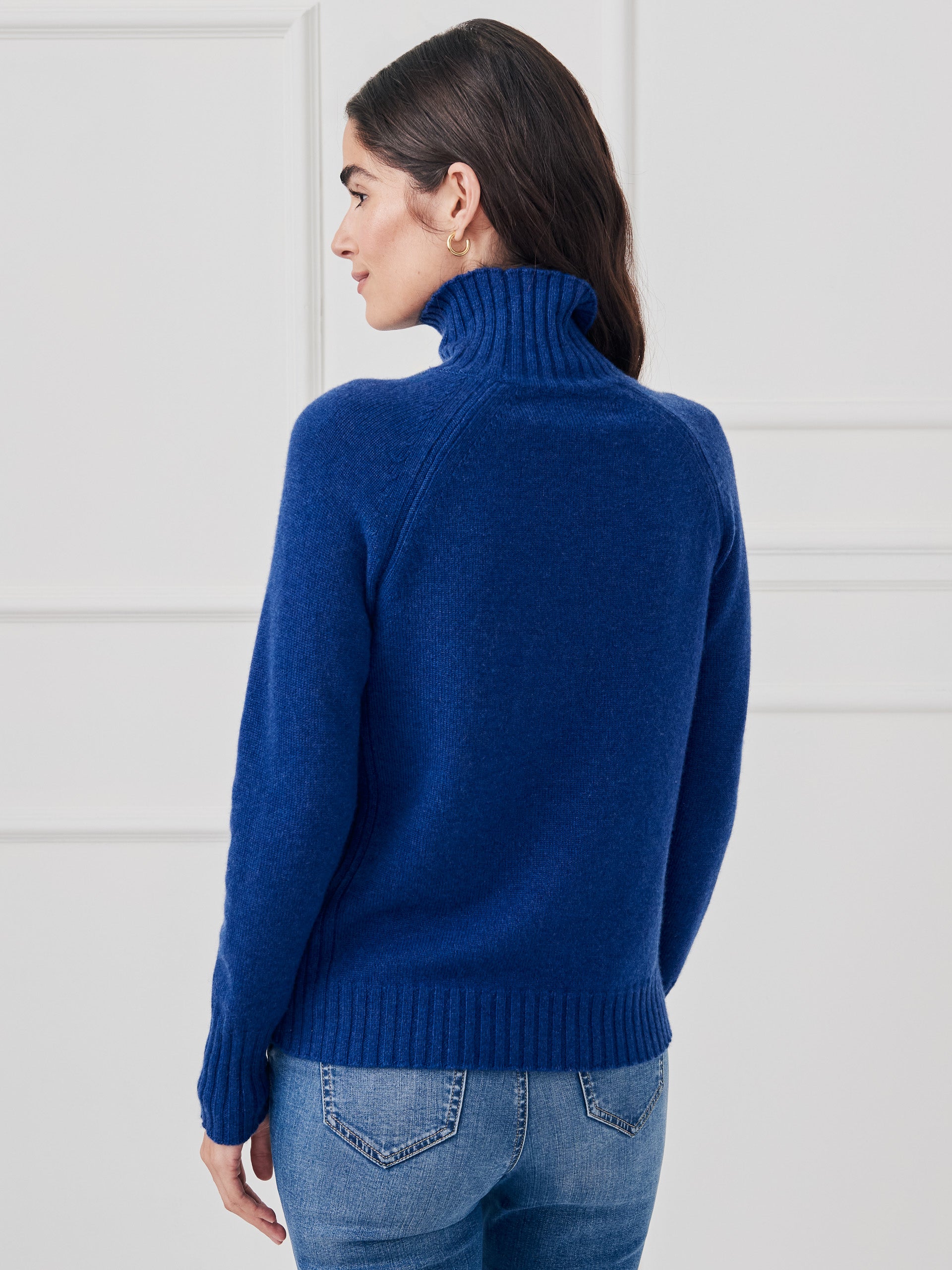 J.McLaughlin Isla sweater in denim made with cashmere. 