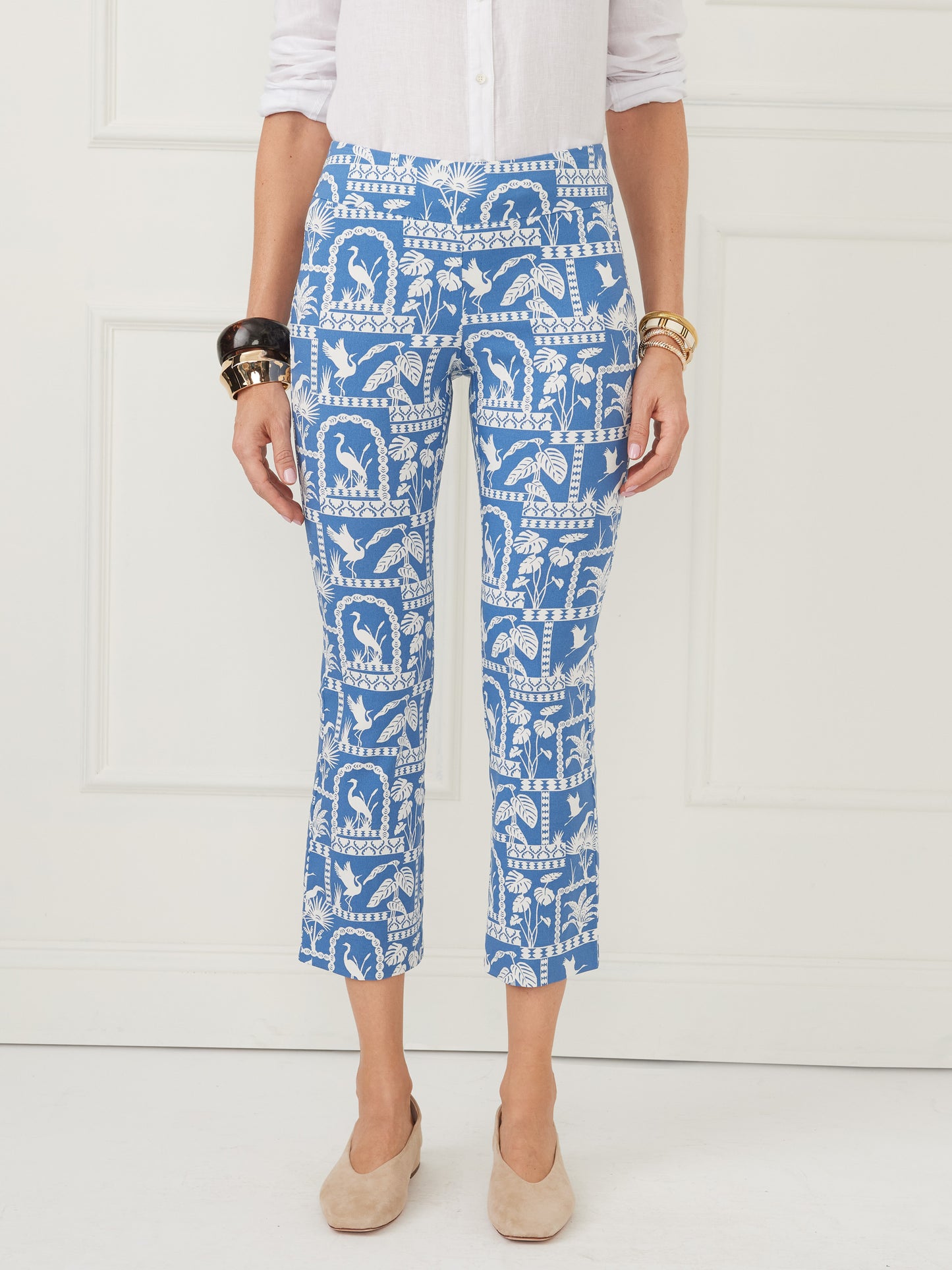 J.McLaughlin Ivy pants in dark blue/white made with amelia cloth.