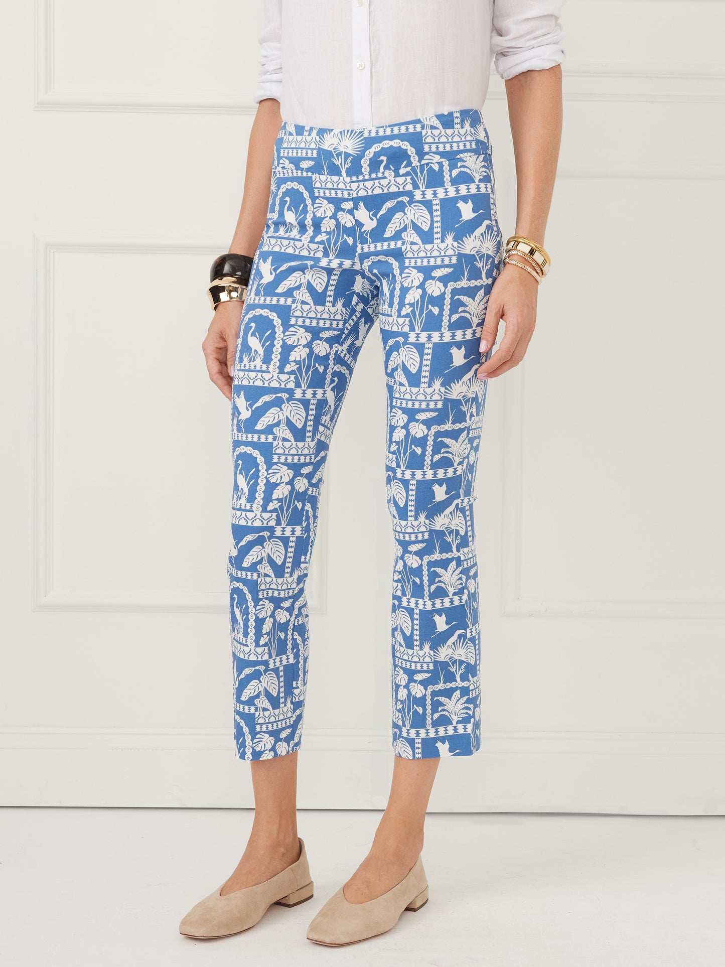 J.McLaughlin Ivy pants in dark blue/white made with amelia cloth.