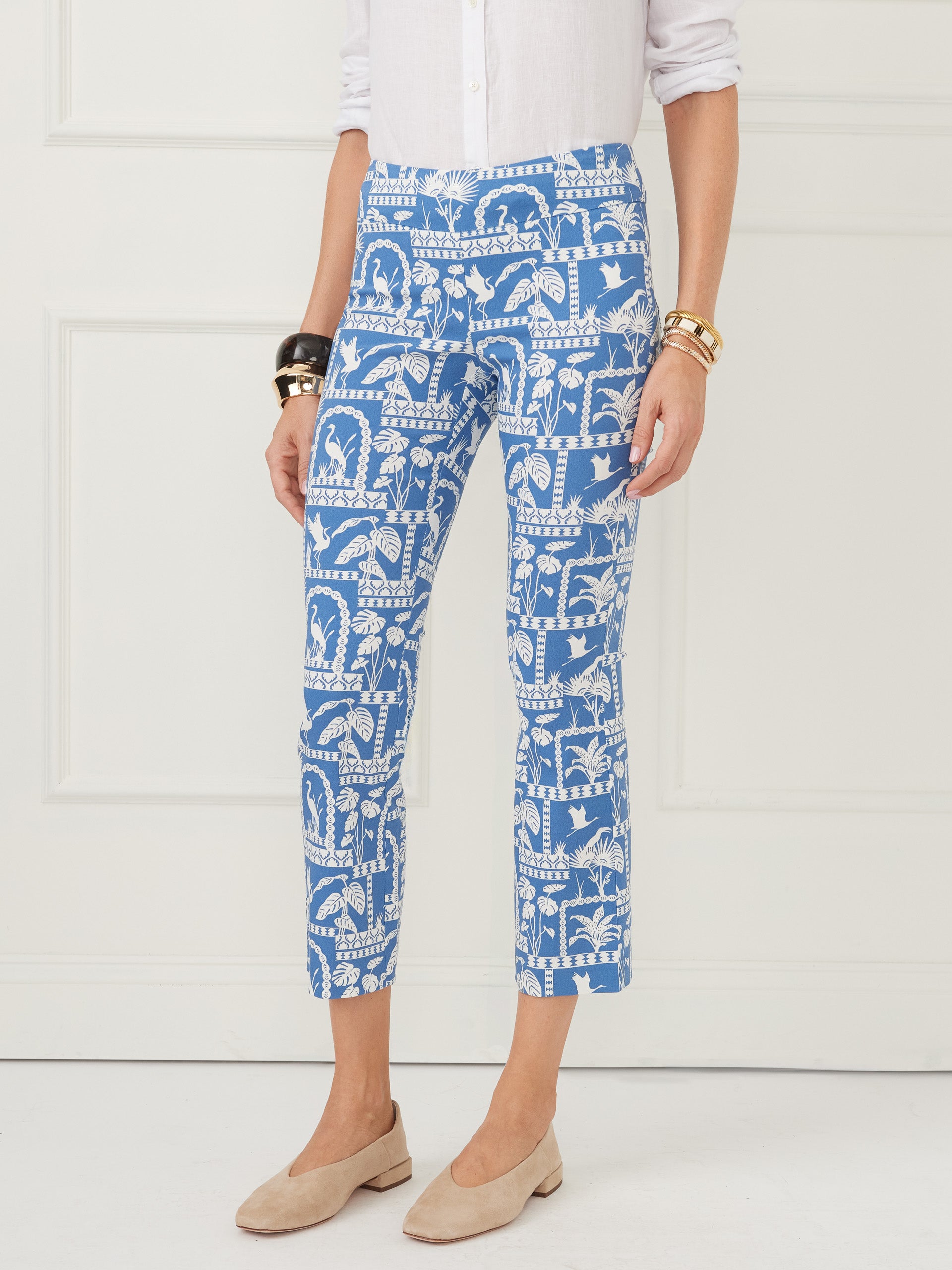 J.McLaughlin Ivy pants in dark blue/white made with amelia cloth.