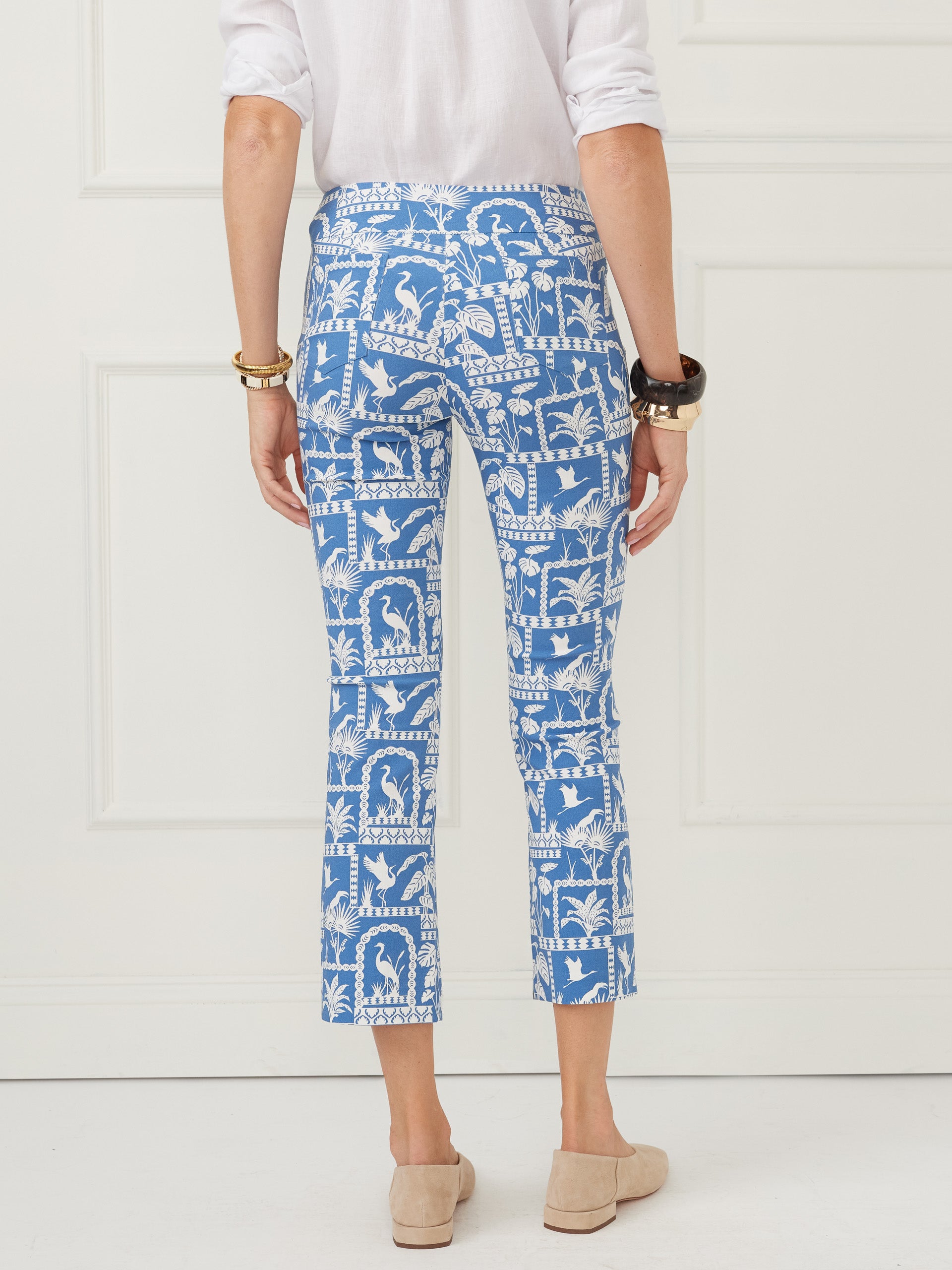 J.McLaughlin Ivy pants in dark blue/white made with amelia cloth.