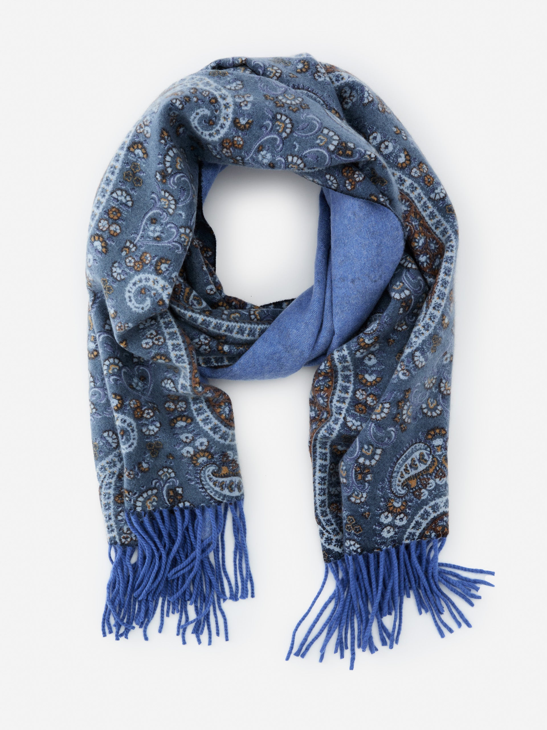 J.McLaughlin Jaipur scarf in navy/brown made with cashmere.