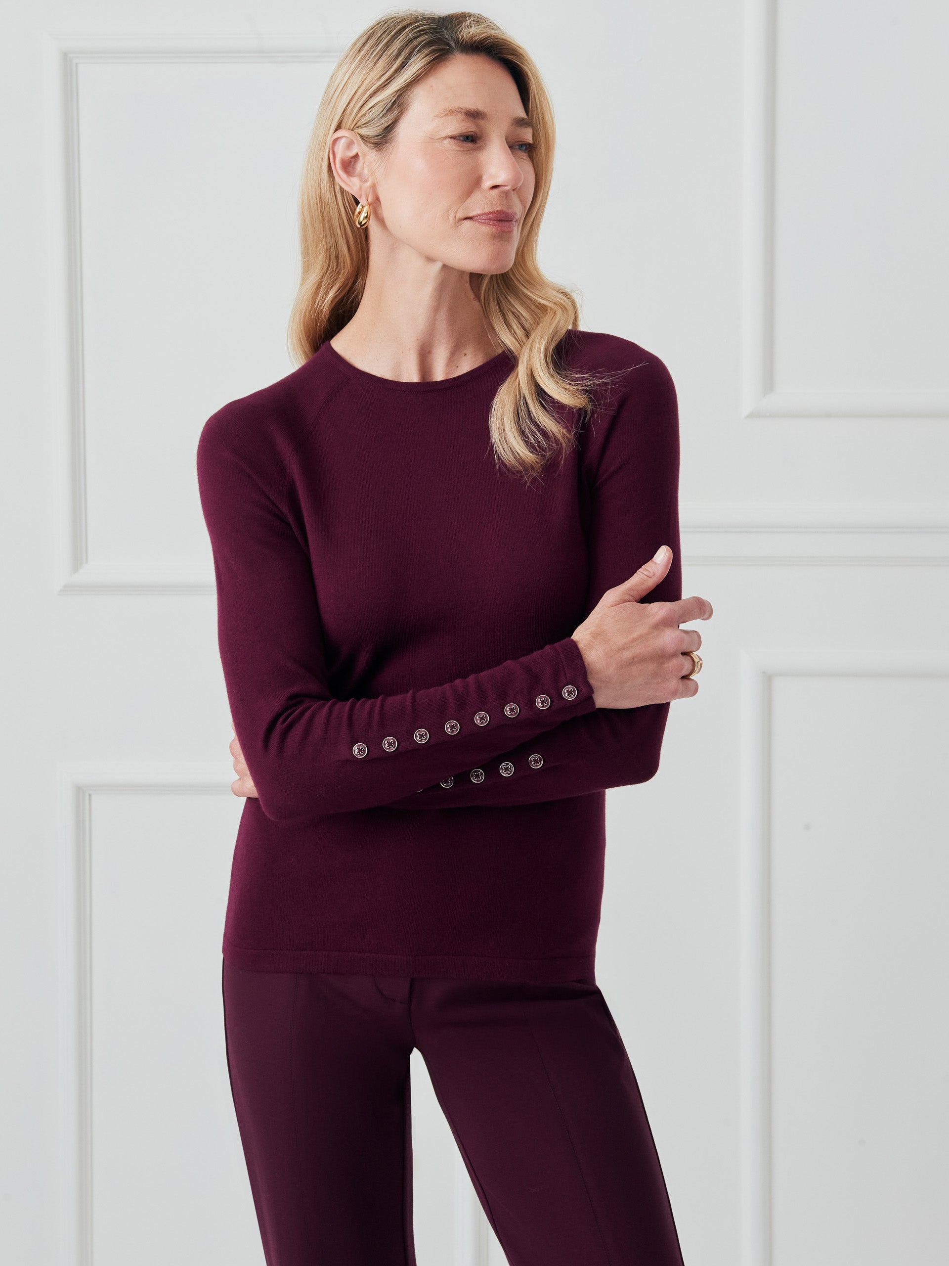 J.McLaughlin Jamey sweater in merlot made with cotton/modal. 