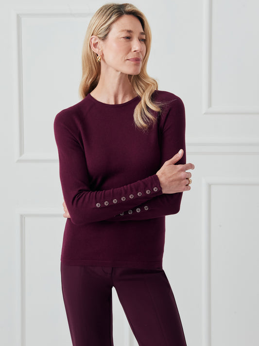 J.McLaughlin Jamey sweater in merlot made with cotton/modal. 