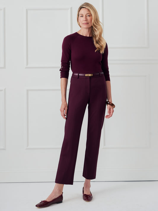 J.McLaughlin Ynez pants in merlot made with bainbridge cloth. 