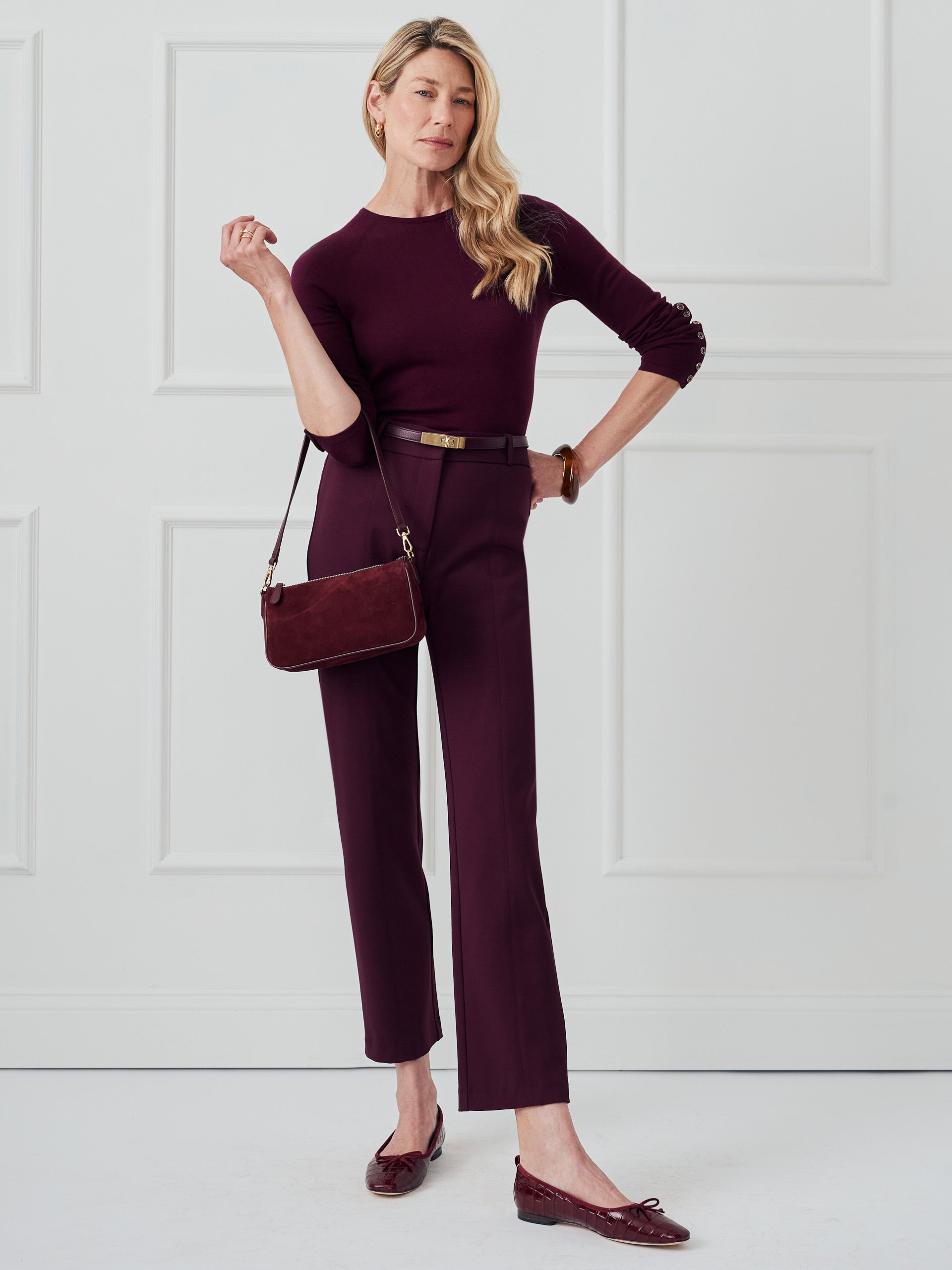 J.McLaughlin Jamey sweater in merlot made with cotton/modal. 