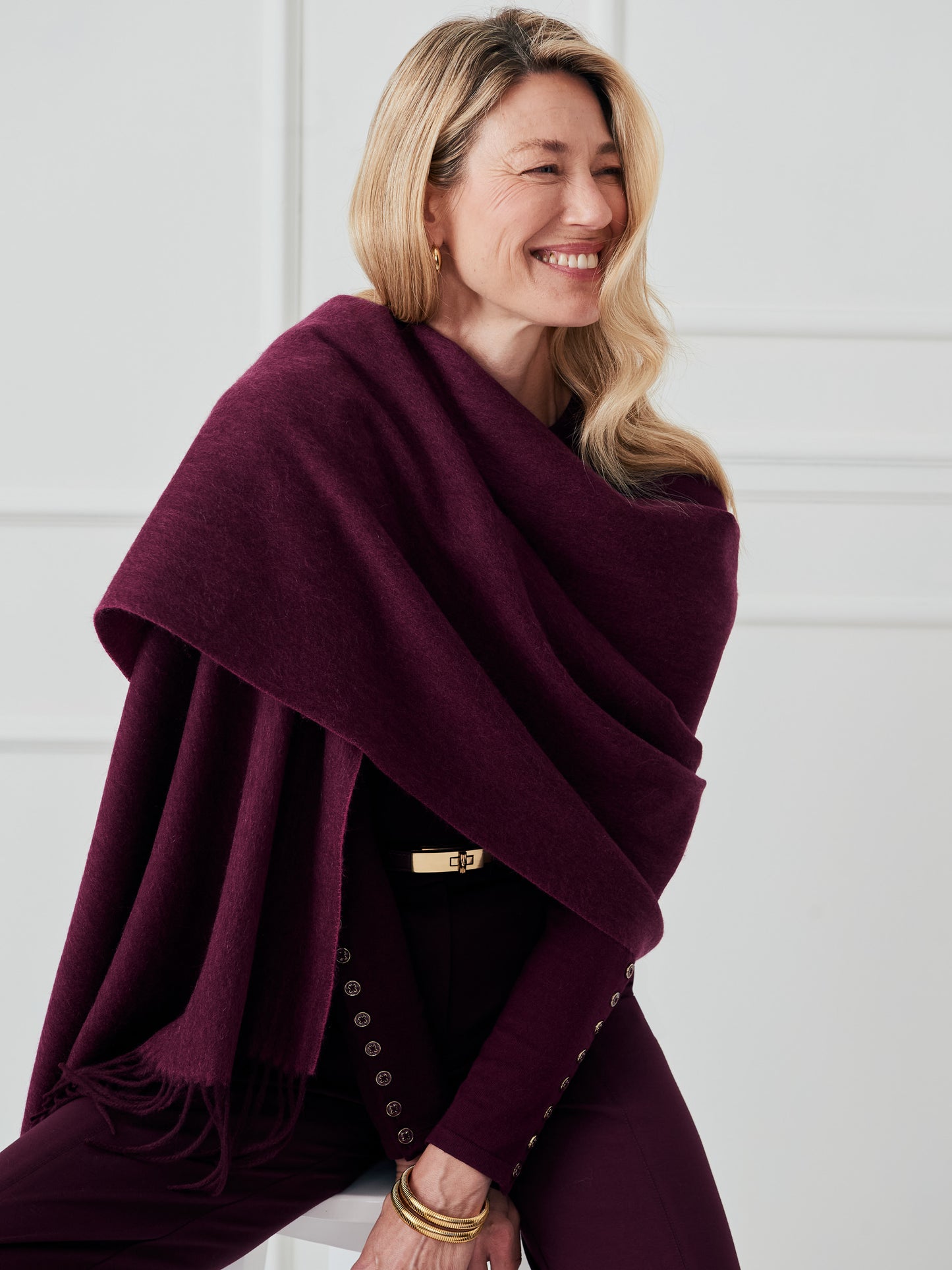 J.McLaughlin Jaipur scarf in merlot/light merlot made with cashmere.