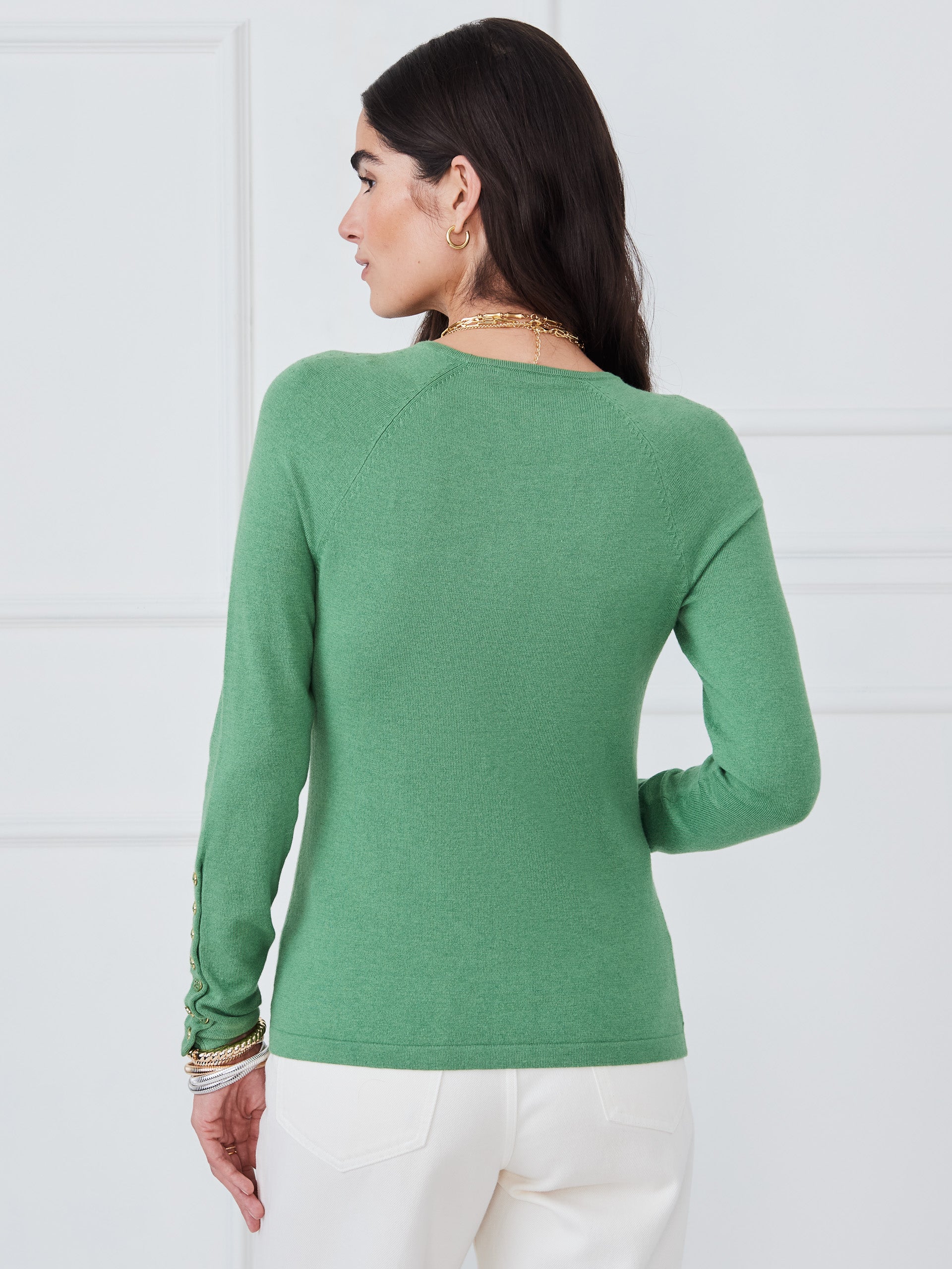 J.McLaughlin Jamey sweater in sea green made with cotton. 