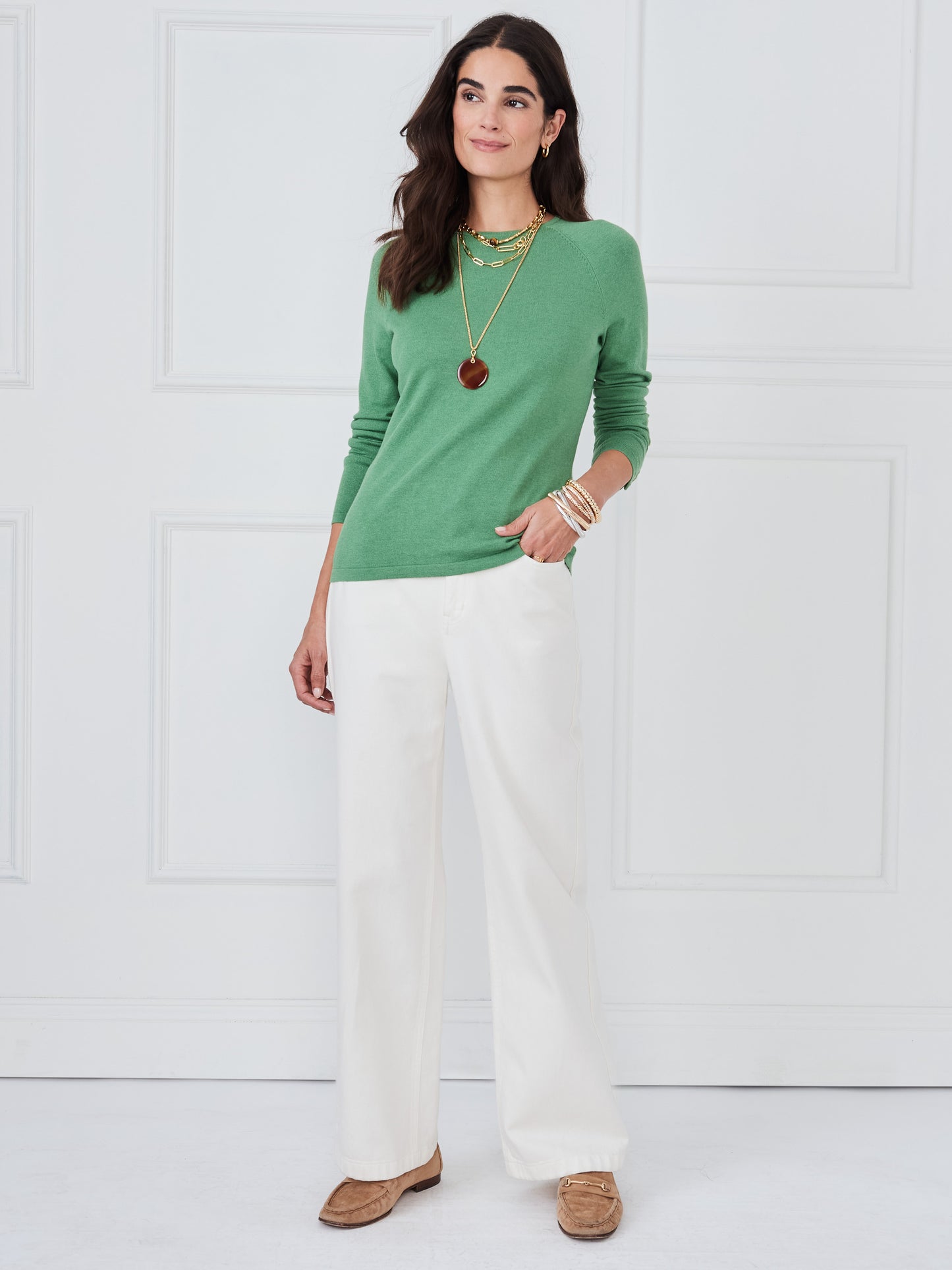 J.McLaughlin Jamey sweater in sea green made with cotton. 