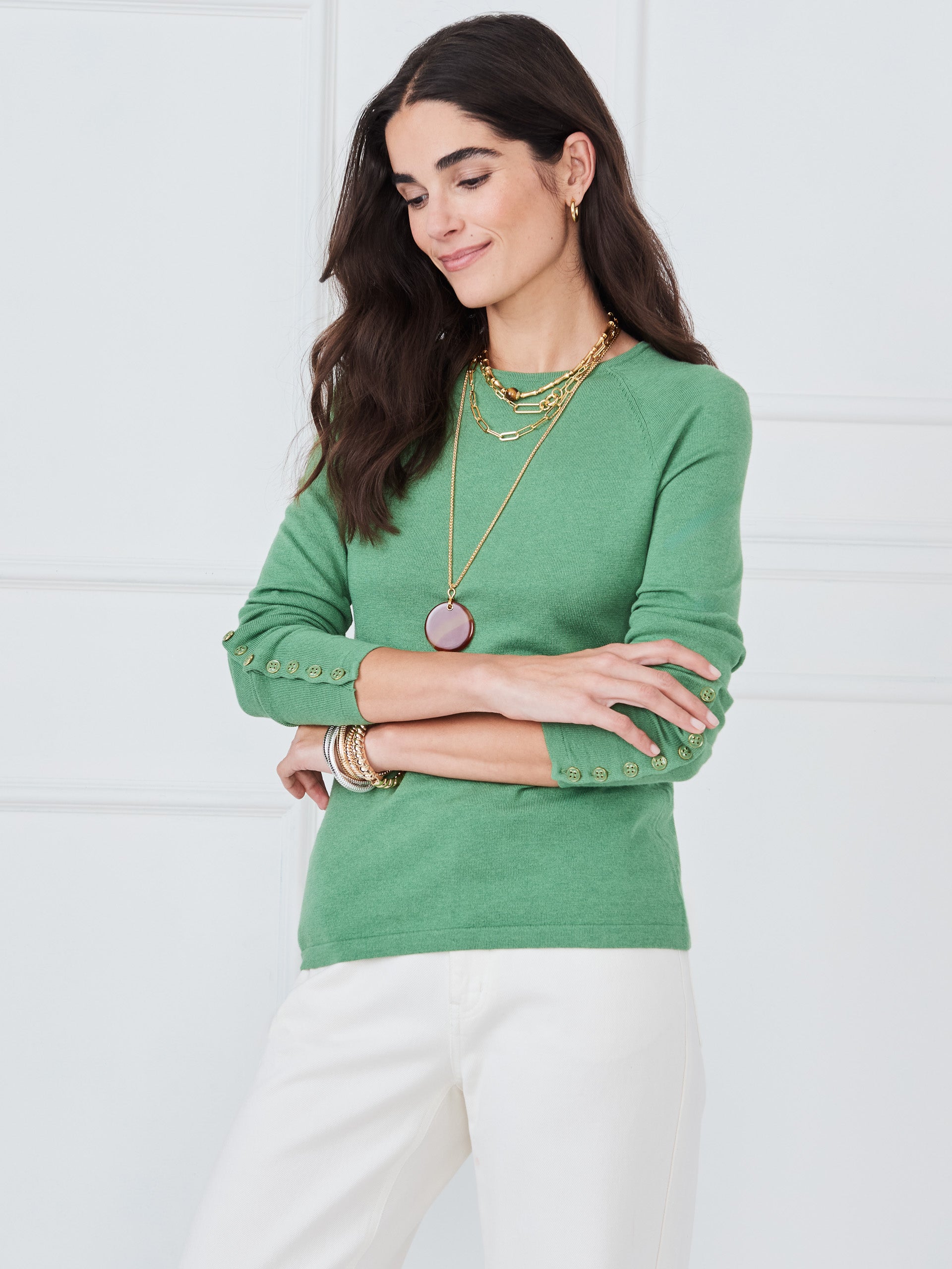 J.McLaughlin Jamey sweater in sea green made with cotton. 