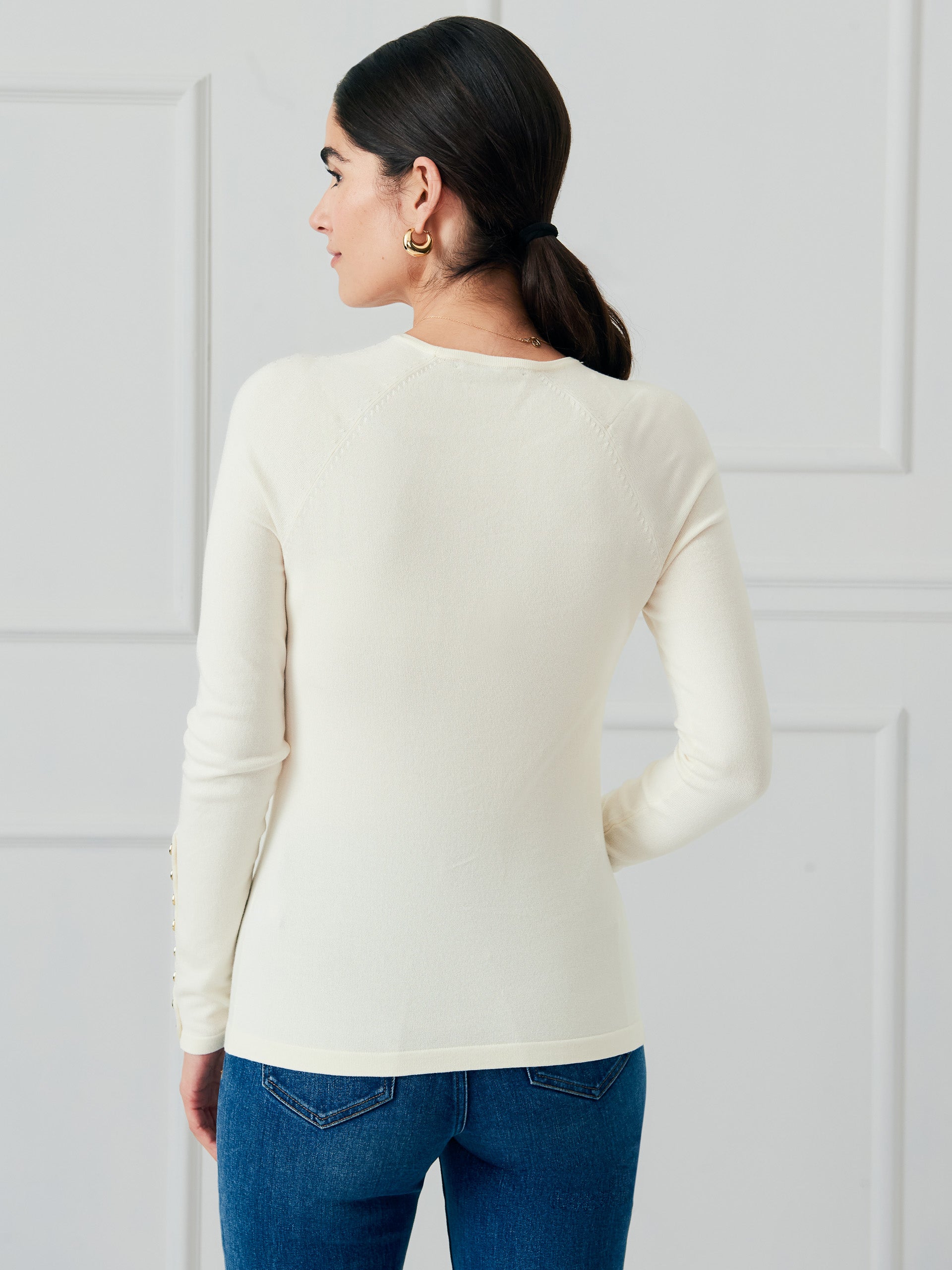 J.McLaughlin Jamey sweater in egret white made with cotton/modal. 