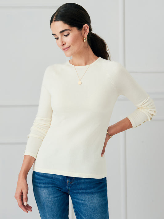 J.McLaughlin Jamey sweater in egret white made with cotton/modal. 