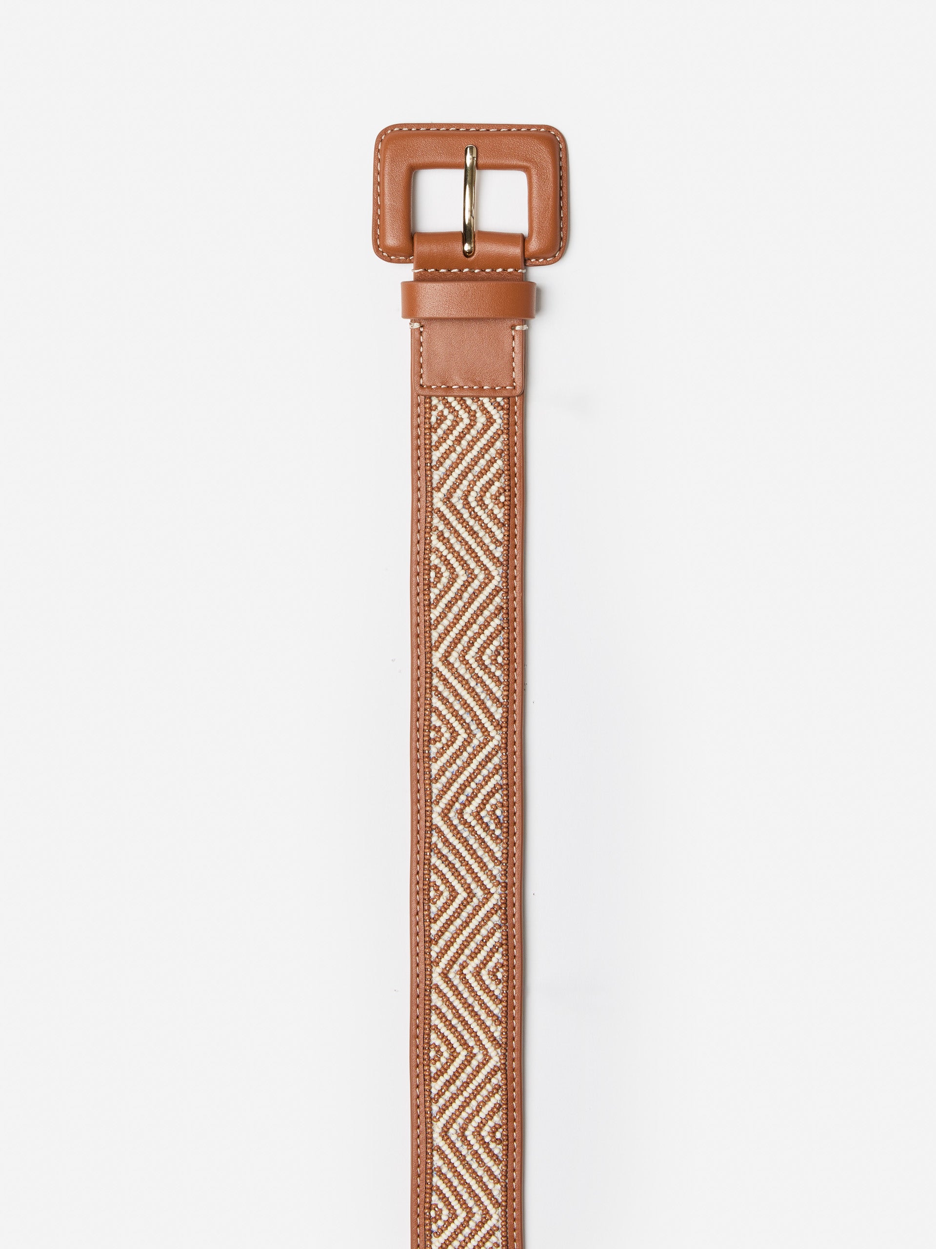 J.McLaughlin Jema belt in brown made with leather and beaded embroidery.