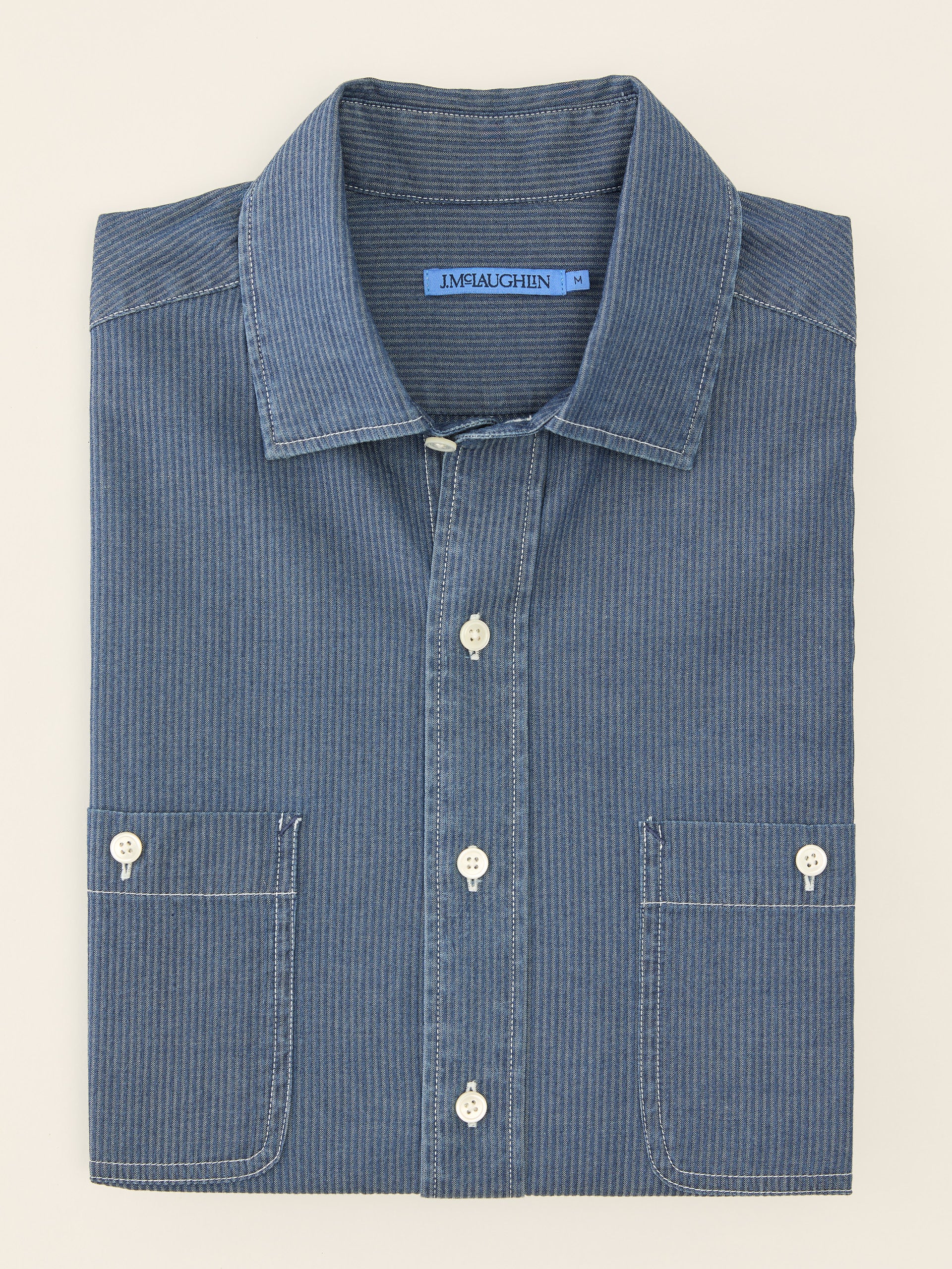 J.McLaughlin Jett shirt in Indigo made with Cotton. 