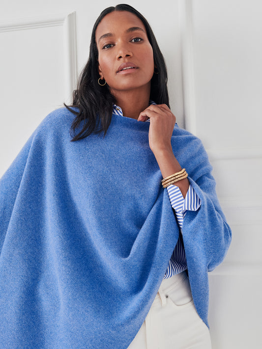 J.McLaughlin Journee poncho in light royal blue made with cashmere.