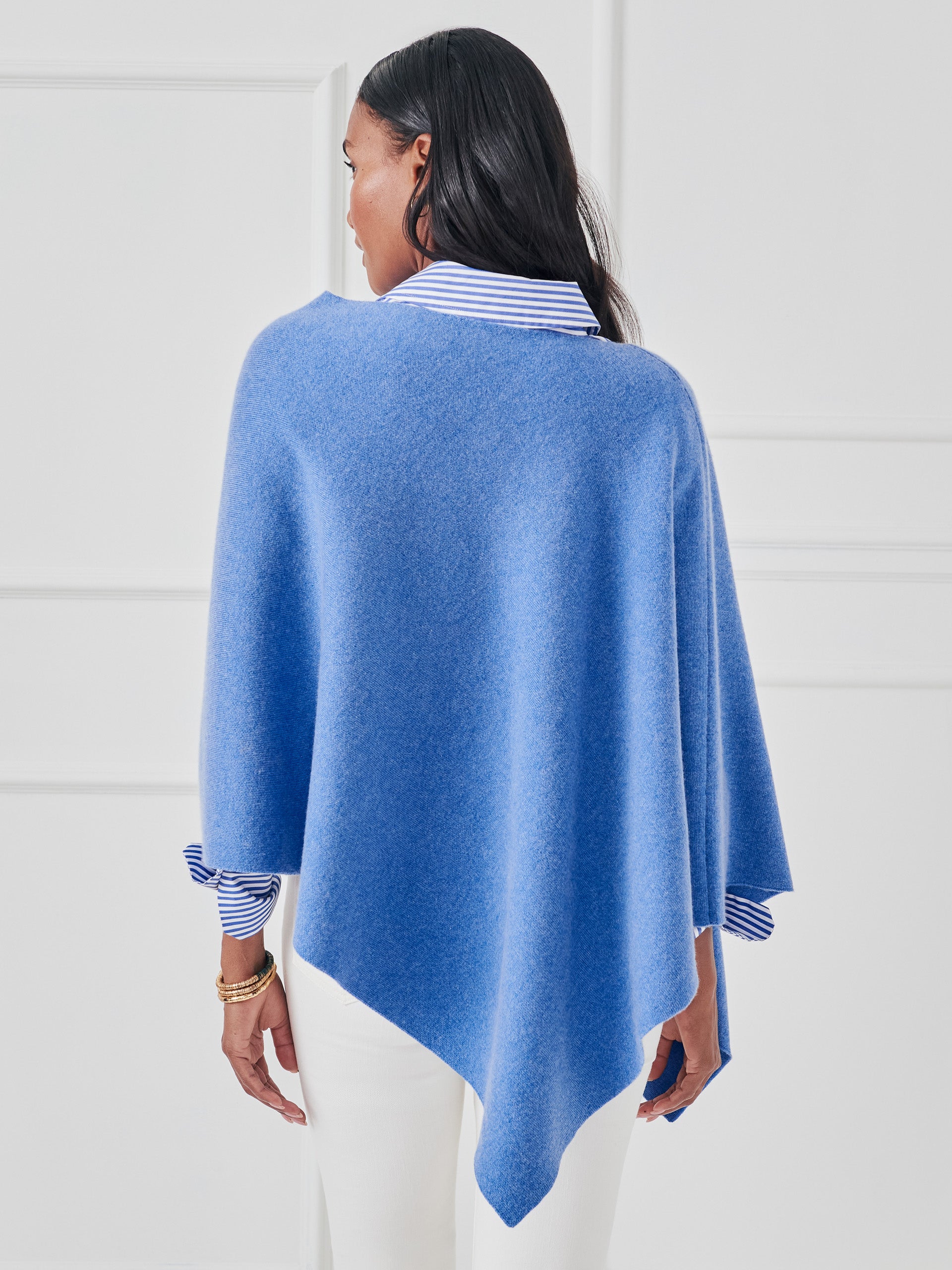 J.McLaughlin Journee poncho in light royal blue made with cashmere.