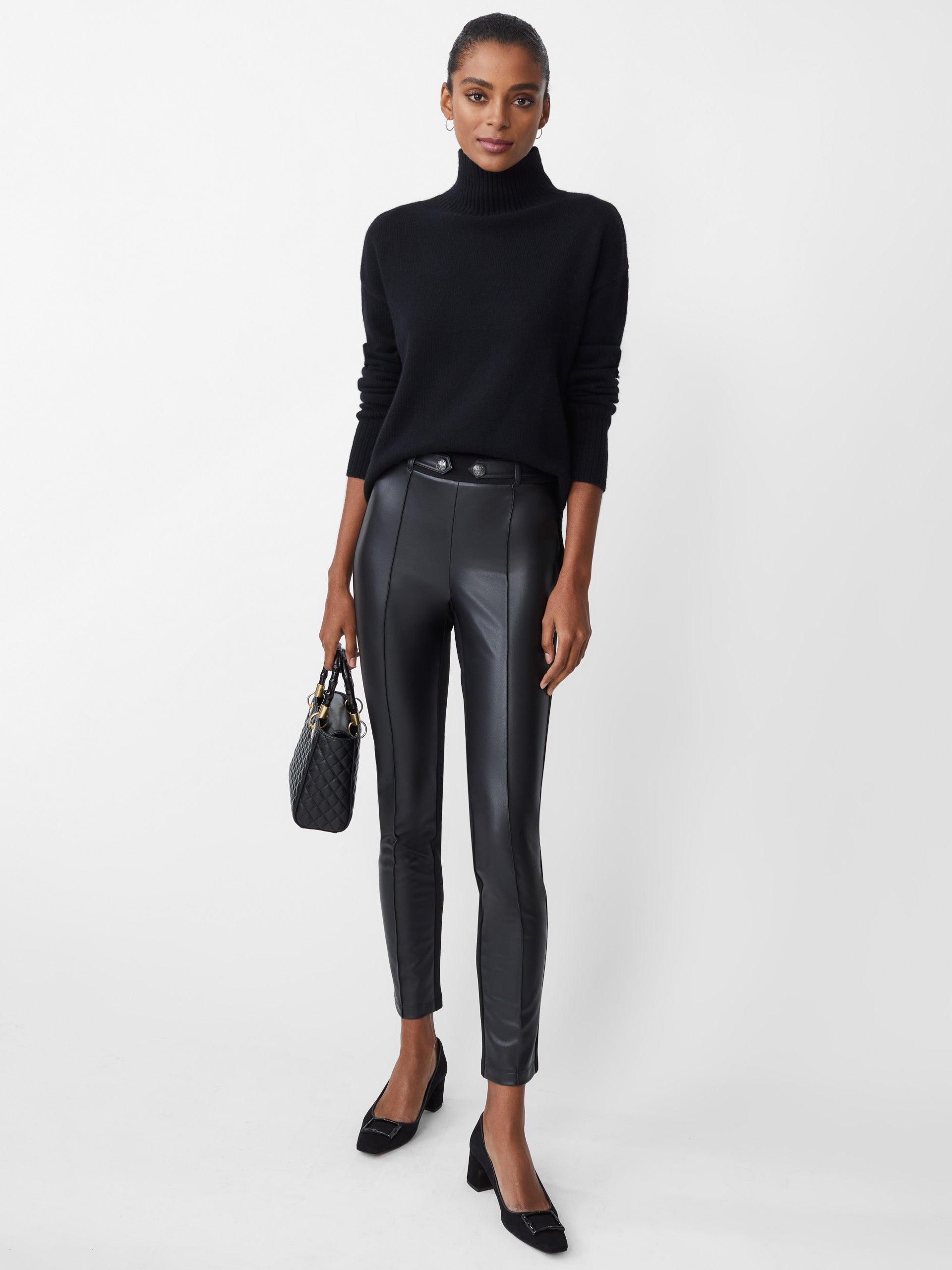 J.McLaughlin Jules leggings in black made with bainbridge and faux leather.