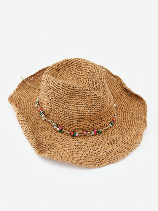 J.McLaughlin Juliette hat in natural/multi made with straw.