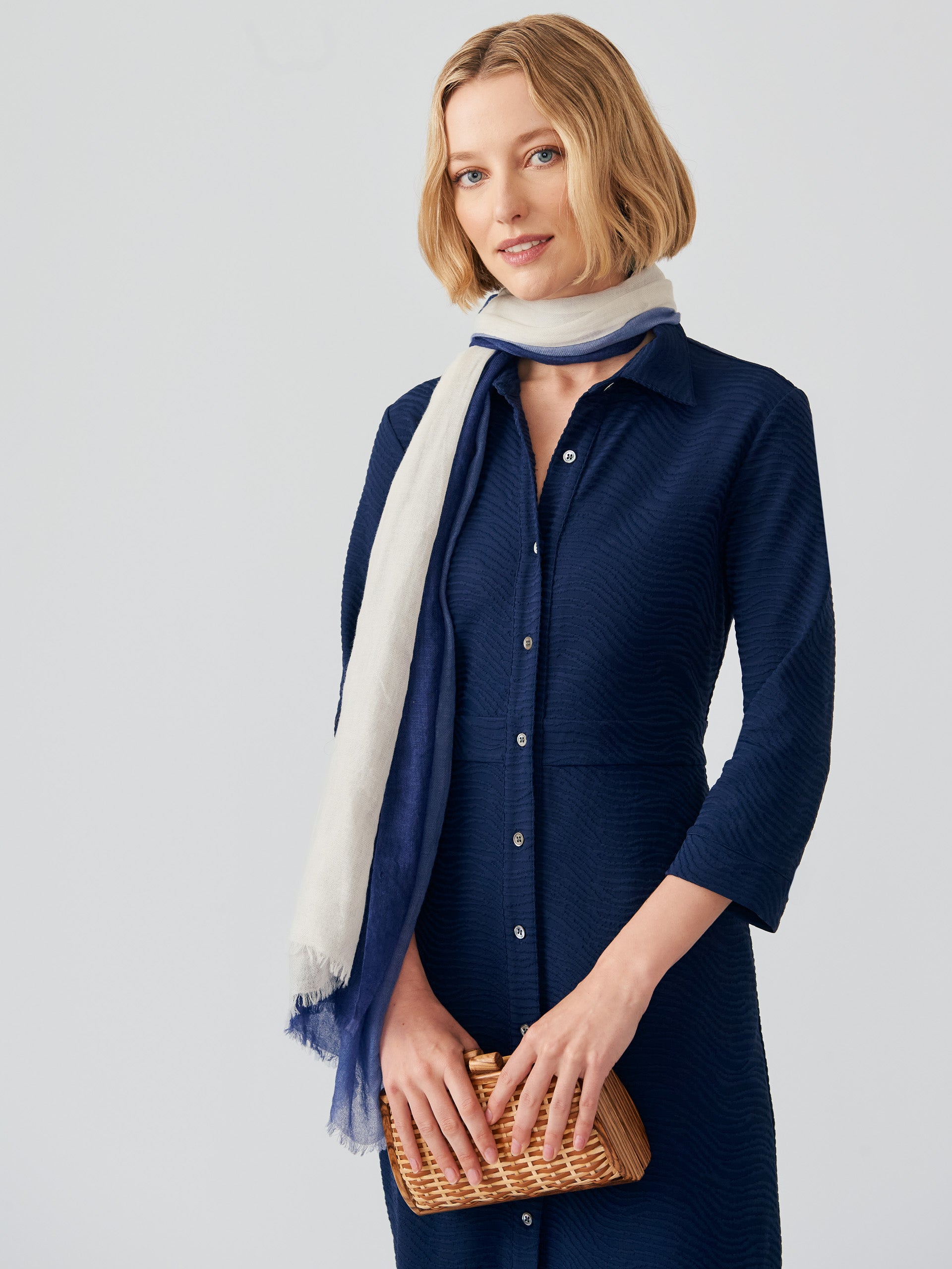 J.McLaughlin Kailyn dress in navy made with Catalina Cloth.